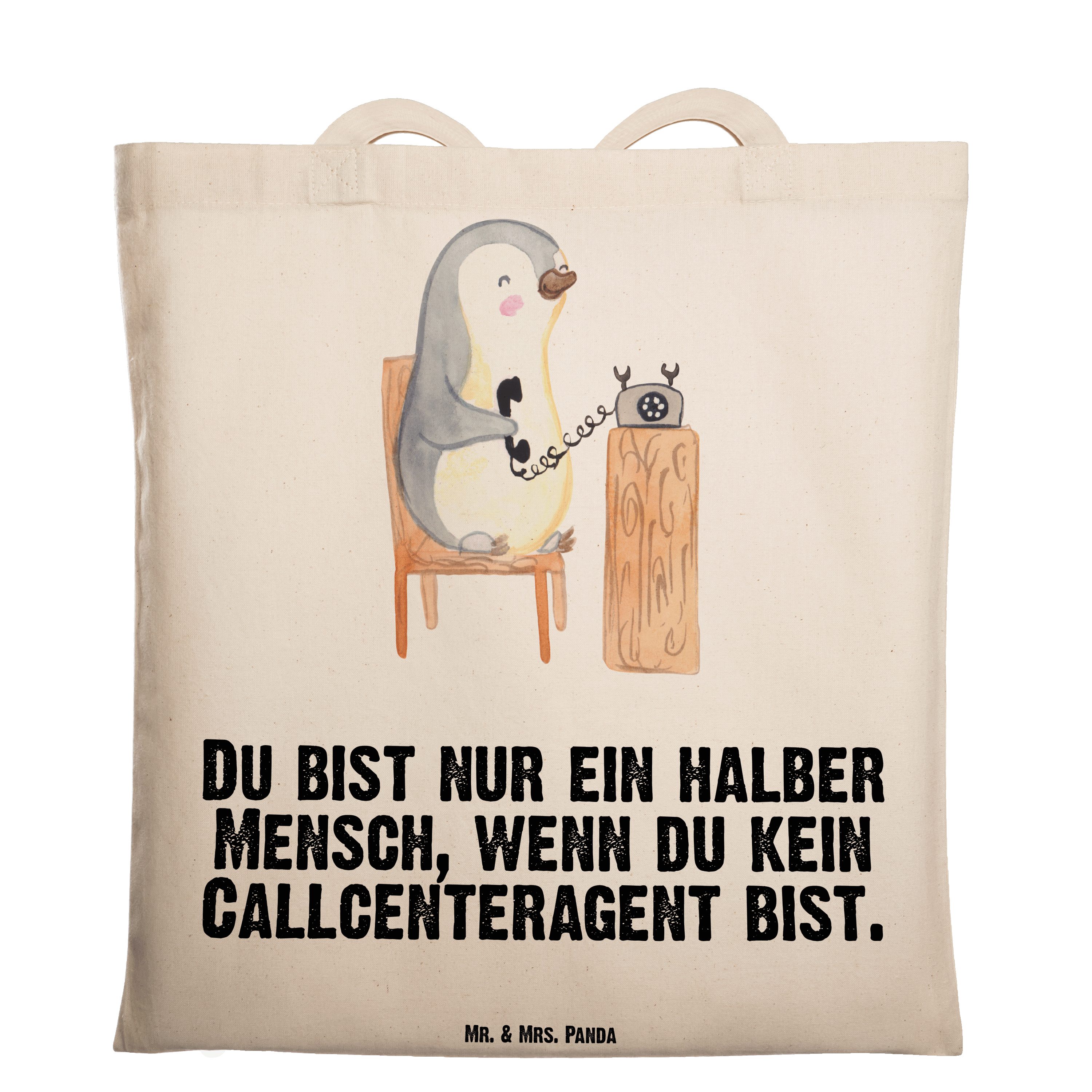 Mr. & Mrs. Panda Tragetasche Callcenteragent mit Herz - Transparent - Geschenk, Schenken, backoffi (1-tlg)