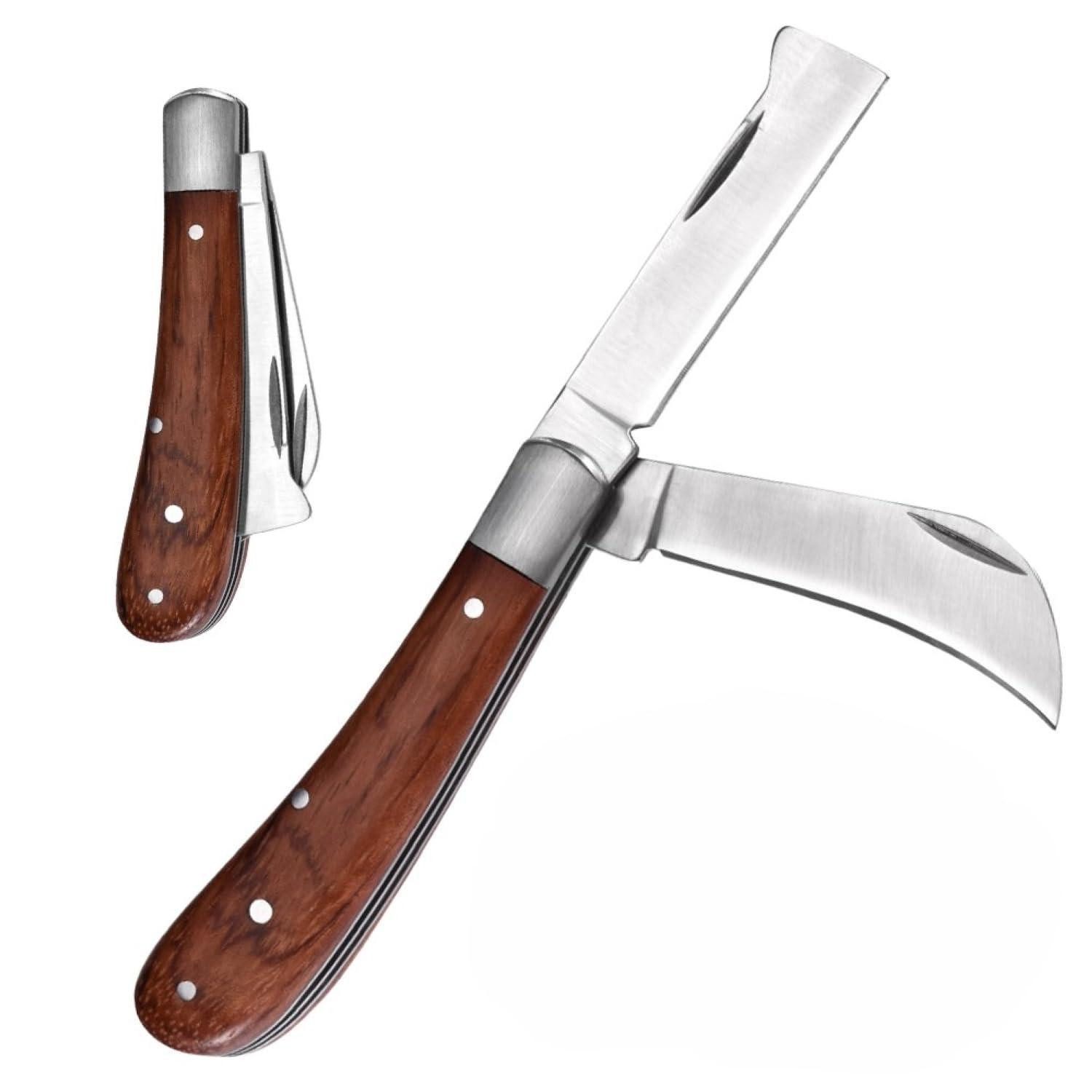 LuxusKollektion Allesschneider Gartenmesser Veredelungsmesser 2 Klingen Holzgriff