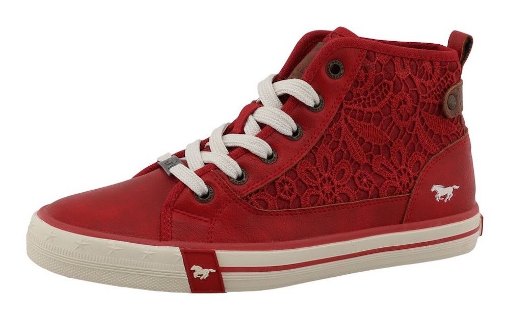 Mustang Shoes Winona Sneaker Schnürboots, High Top-Sneaker mit Blüten-Stick günstig online kaufen