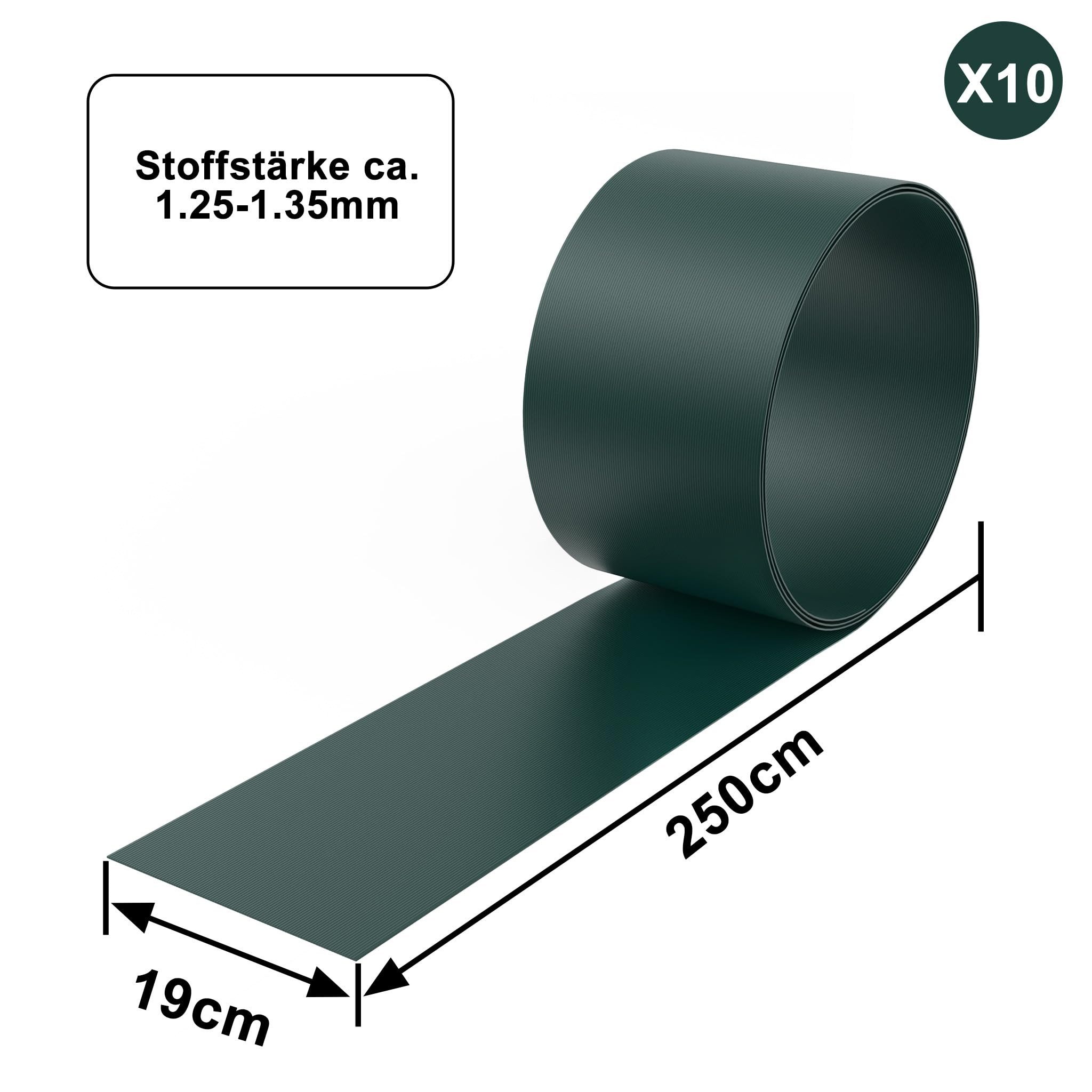 FIVMEN Sichtschutzstreifen Hart PVC 19cm x 2.5m Sichtschutz Zaunfolie Blickdicht, 10 Stück, für Gartenzaun, Balkon Anthrazit/Hellgrau/Grün