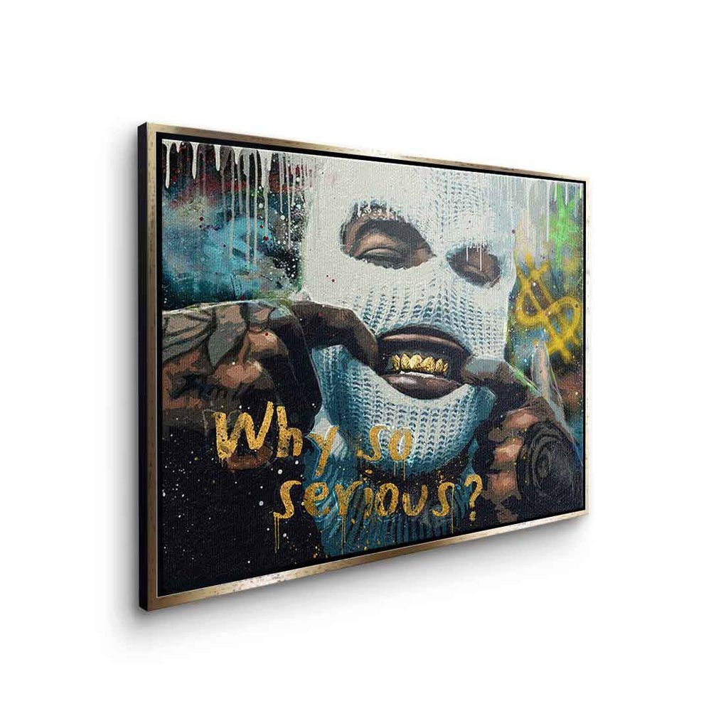 DOTCOMCANVAS® Leinwandbild, Gangster graffiti so schwarzer golden Leinwandbild Rahmen why Bad serious st grillz Guy