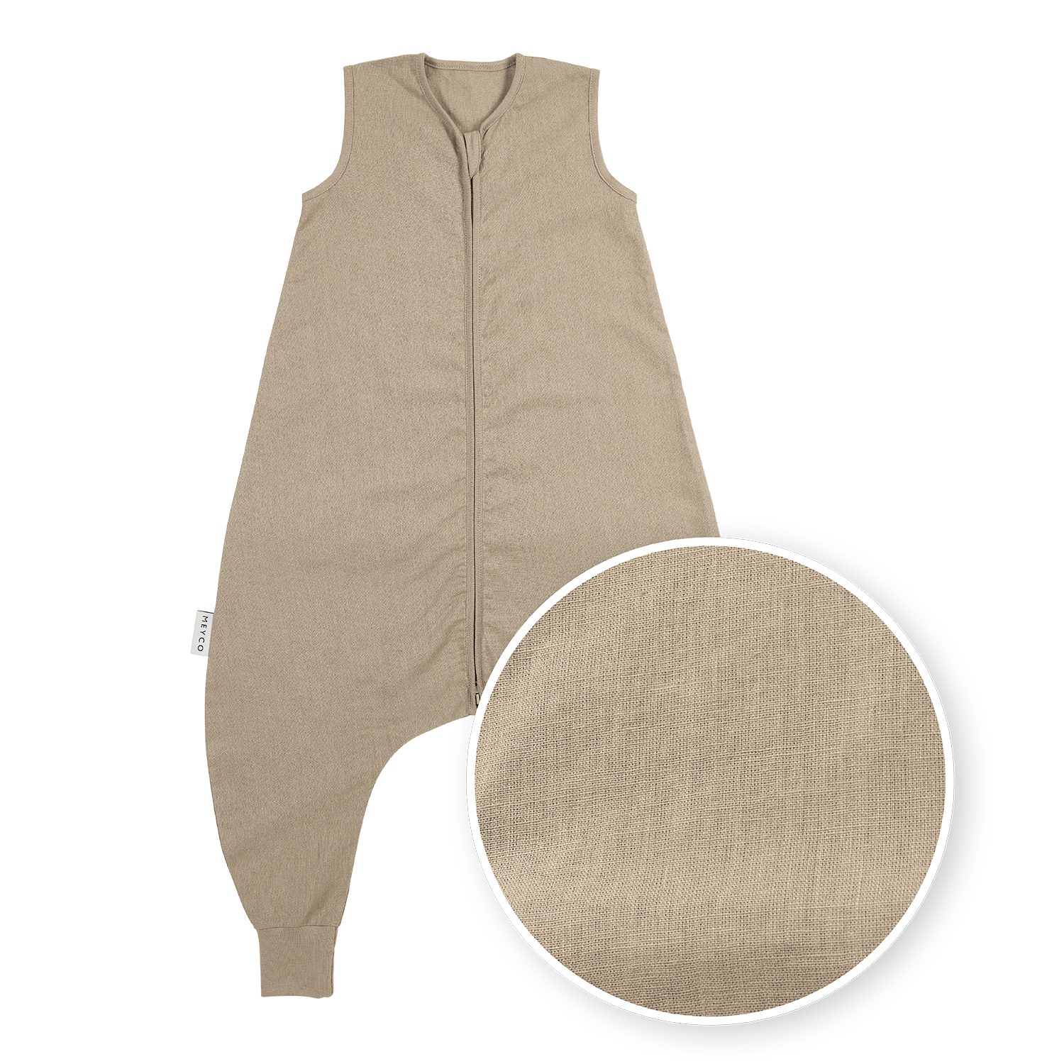 Meyco Baby Babyschlafsack Taupe (Baumwolle, Leinen, 1 tlg), 80cm