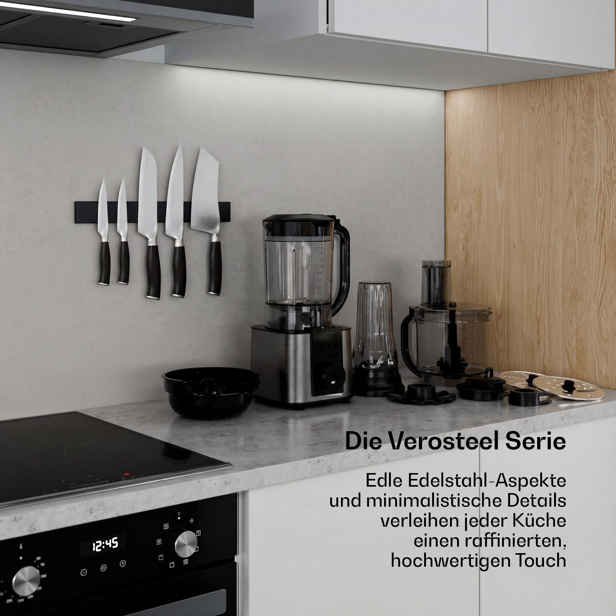 Klarstein Küchenmaschine Verosteel Küchenmaschine + Mixer 1200W 2L+1,75L 10 Stufen 6 Programme, 1200 W, Standmixer Knetmaschine Rührgerät mit Touch & 6 Programm – Bild 2 von 5