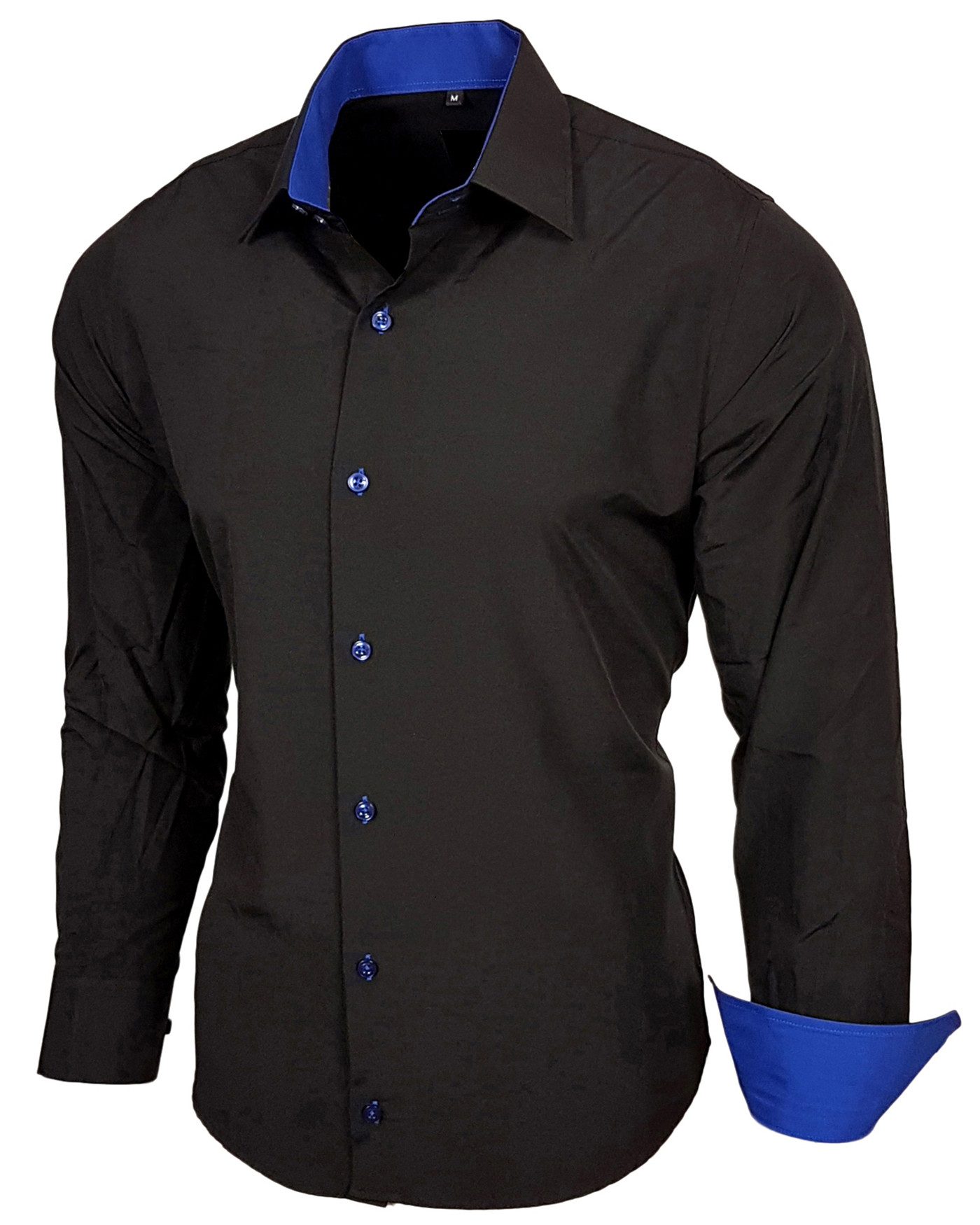 Baxboy Langarmhemd Kentkragen Businesshemd Slim Fit Hemd mit farblich abges günstig online kaufen