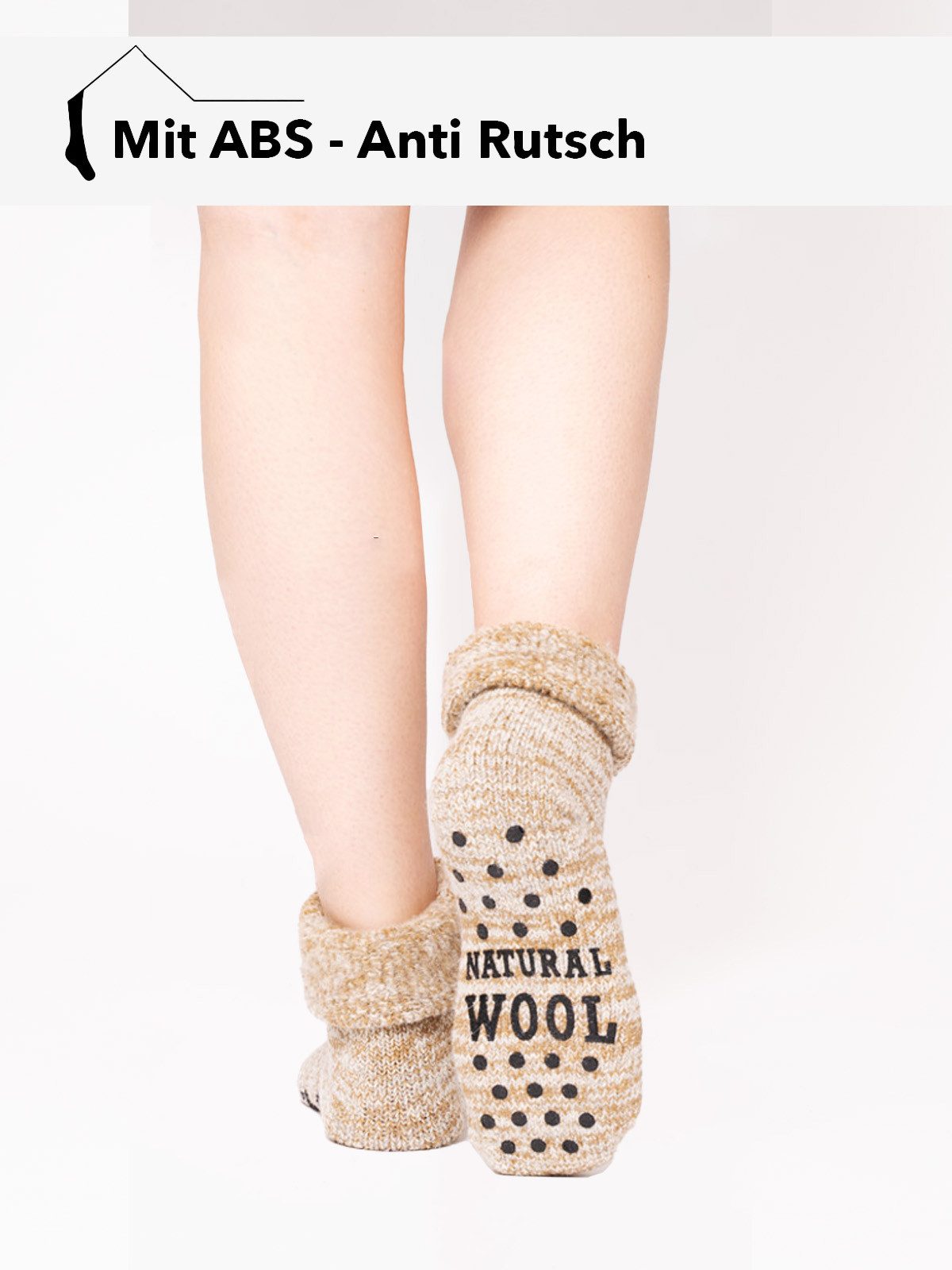 HomeOfSocks Socken 63% ABS Wollsocken Inu Extra Warm Mit Frottee Winter Extra Dicke Socken Warm 63% Wolle ABS