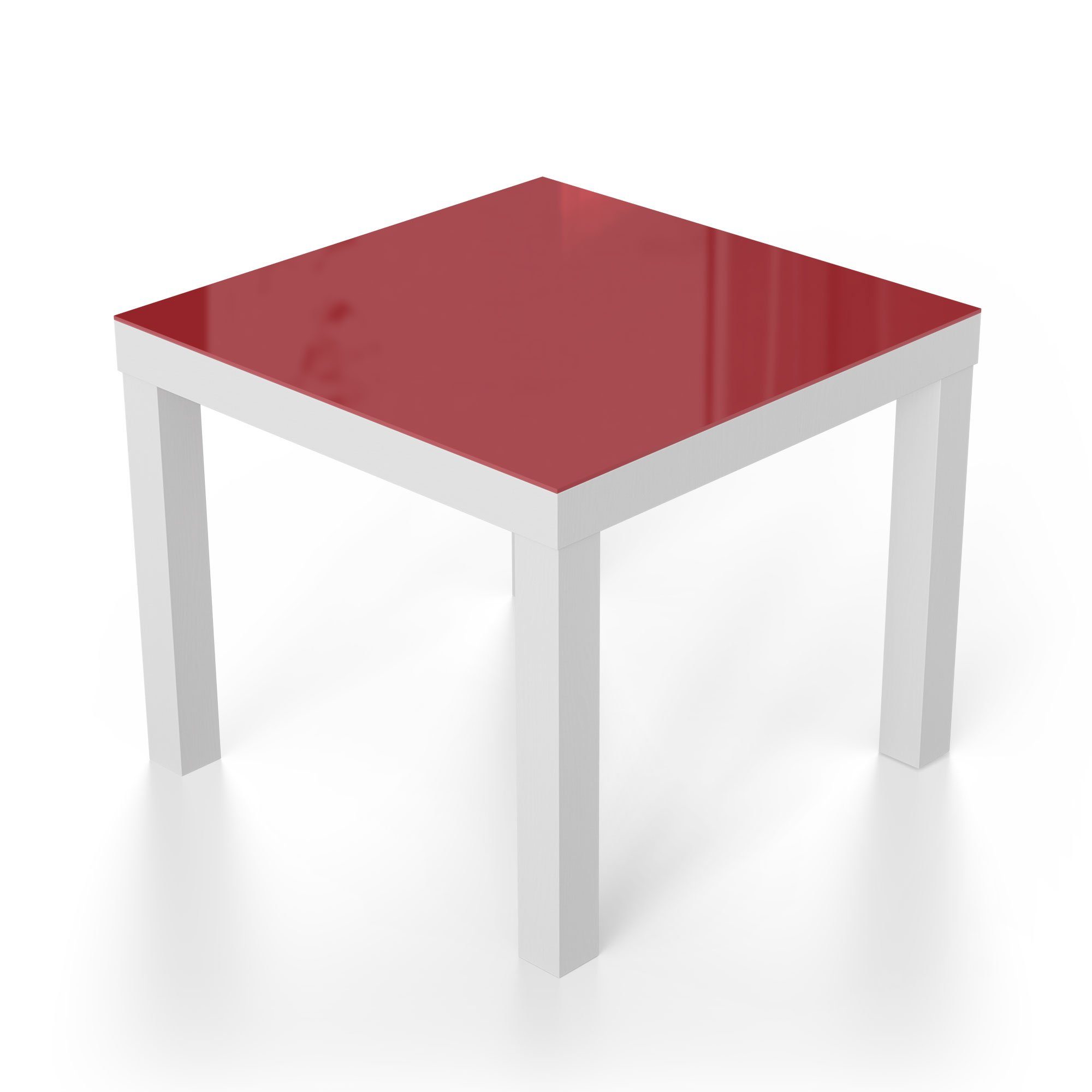 Glastisch - 'Unifarben Couchtisch Glas Beistelltisch modern Rot', DEQORI Weiß