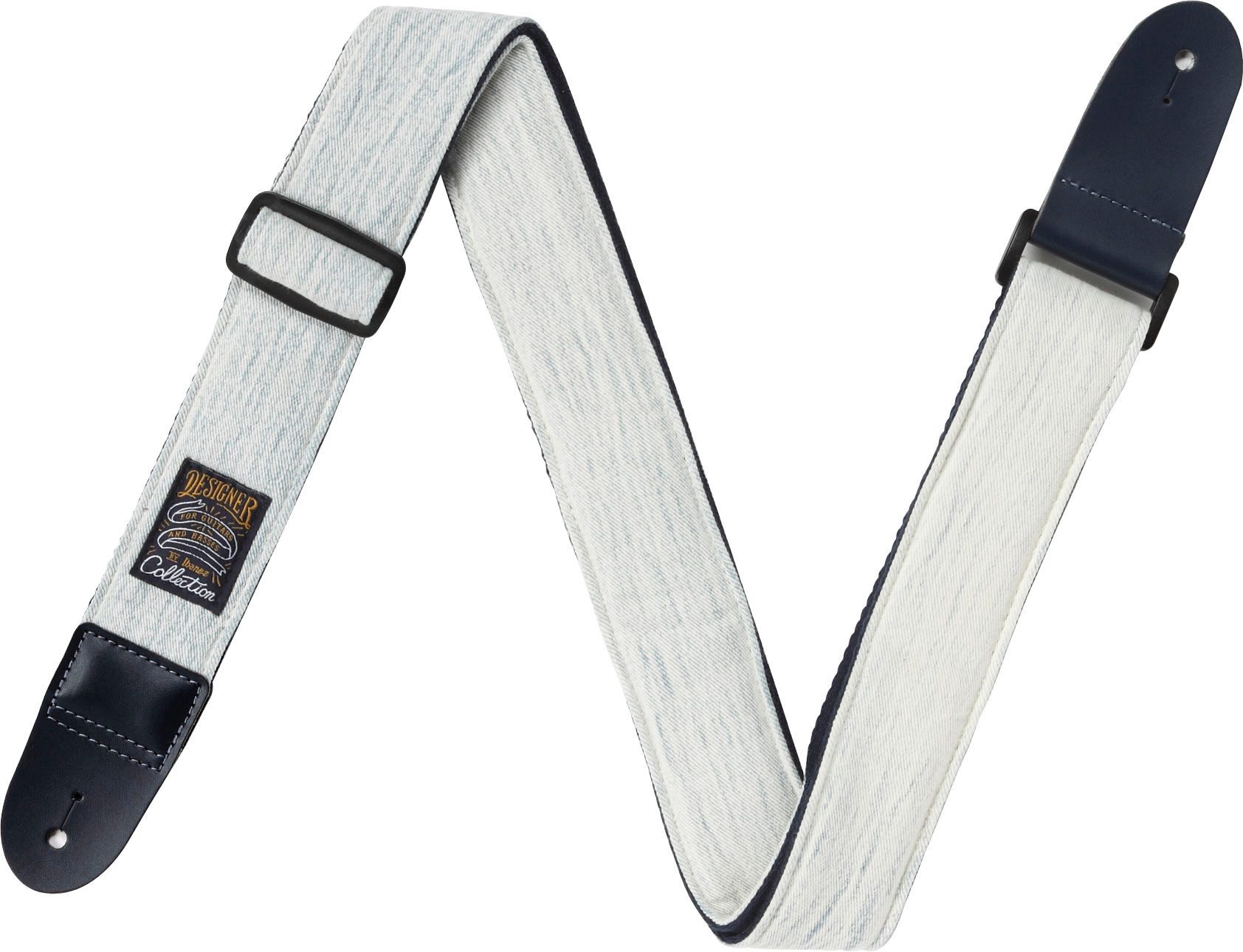 Ibanez Gitarrengurt DCS50D-CGY Guitar Strap Charcoal Gray Denim, mit robusten Lederenden