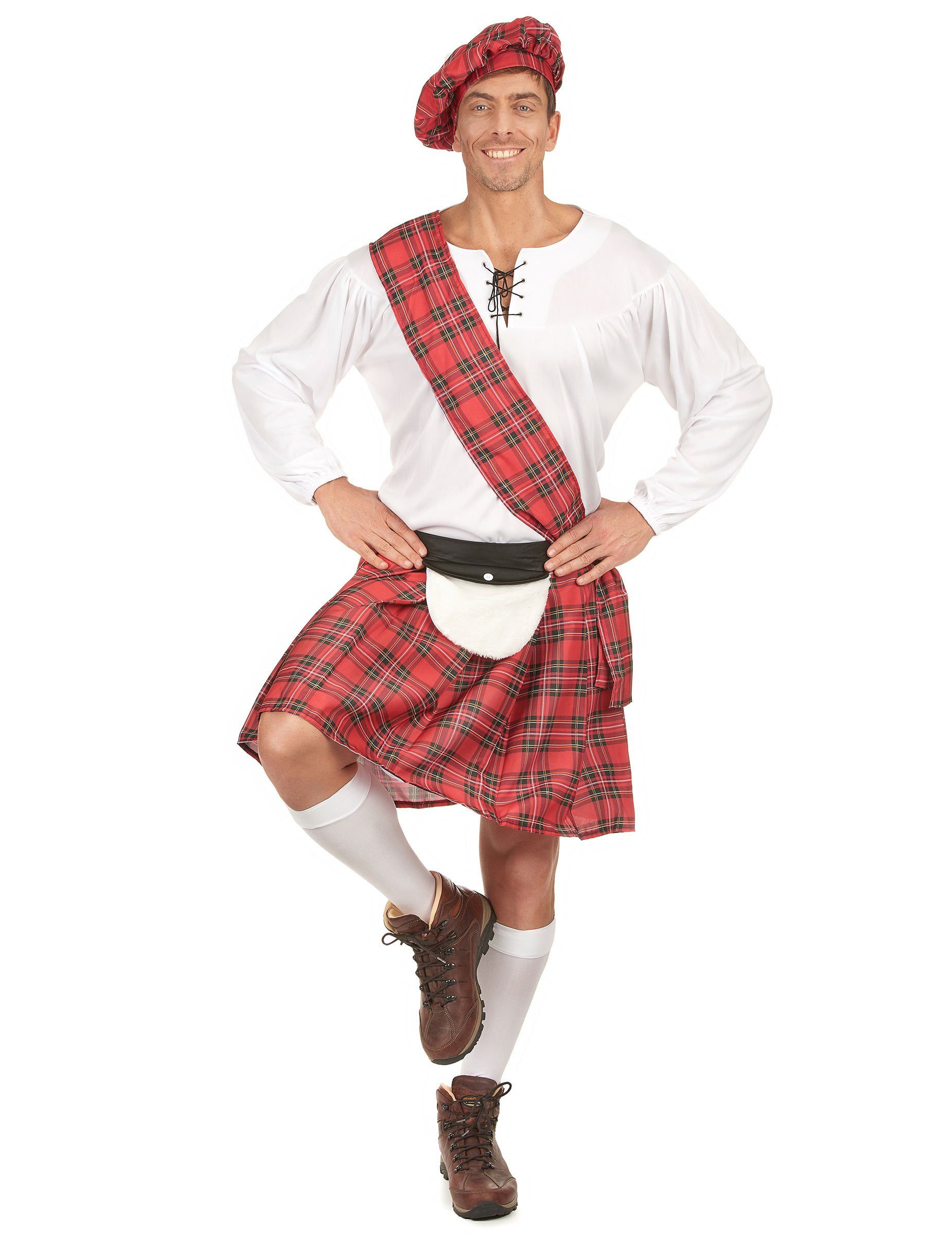 JADEO Kostüm Schotte Kostüm Trachten-Uniform Plus Size rot-weiss