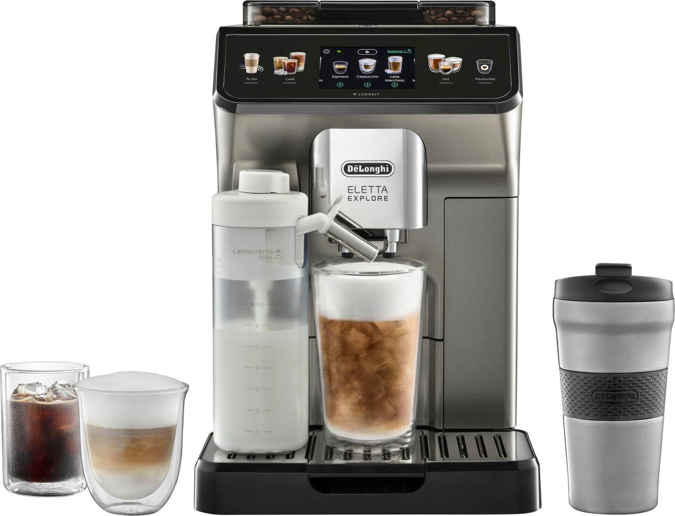 De'Longhi Kaffeevollautomat Eletta Explore Cold Brew Extraction ECAM450.86.T, Titan | Kaffeevollautomaten