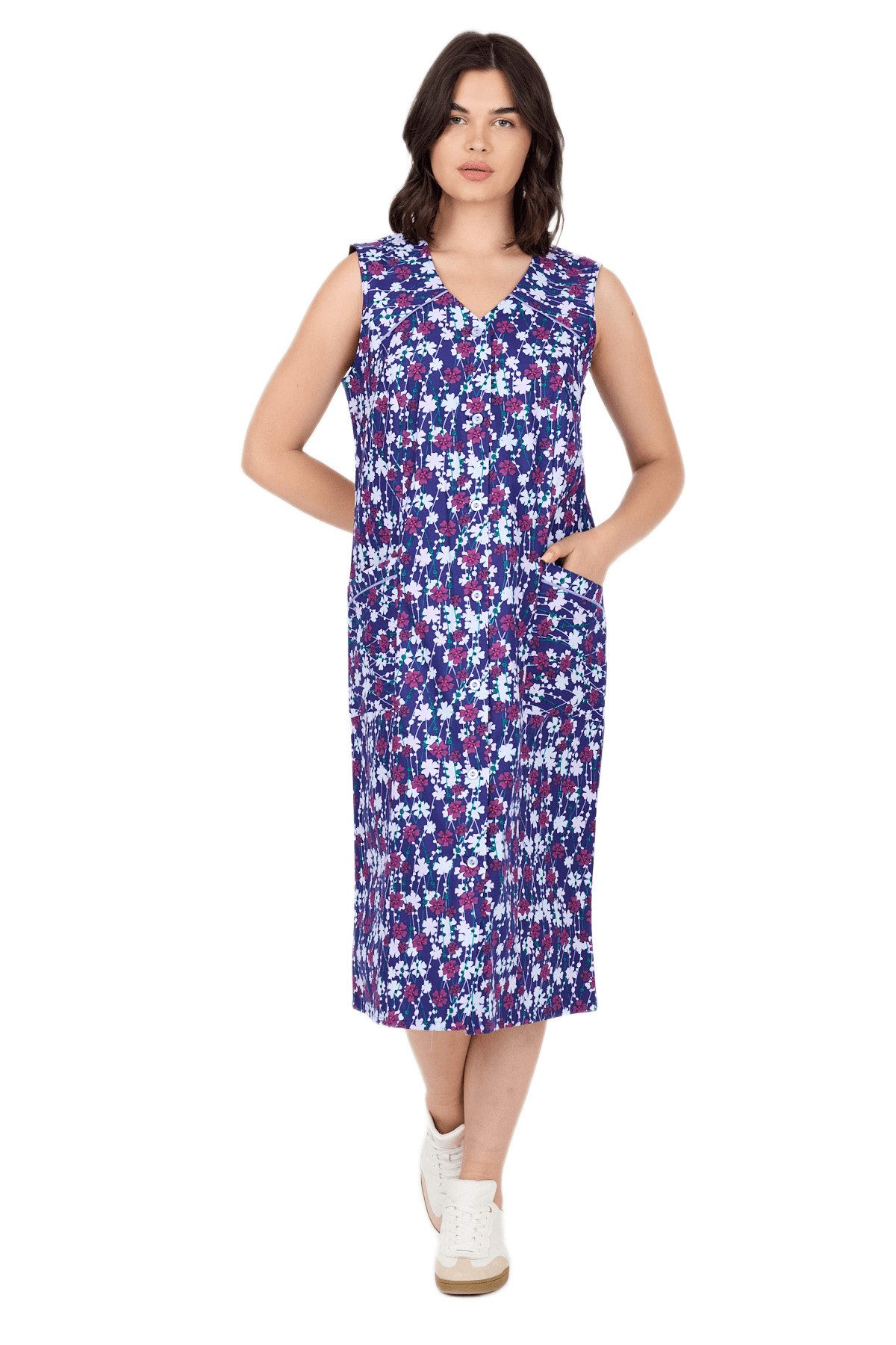 Phistan Tunikakleid Kittel mit Knöpfen – Blumenmuster günstig online kaufen