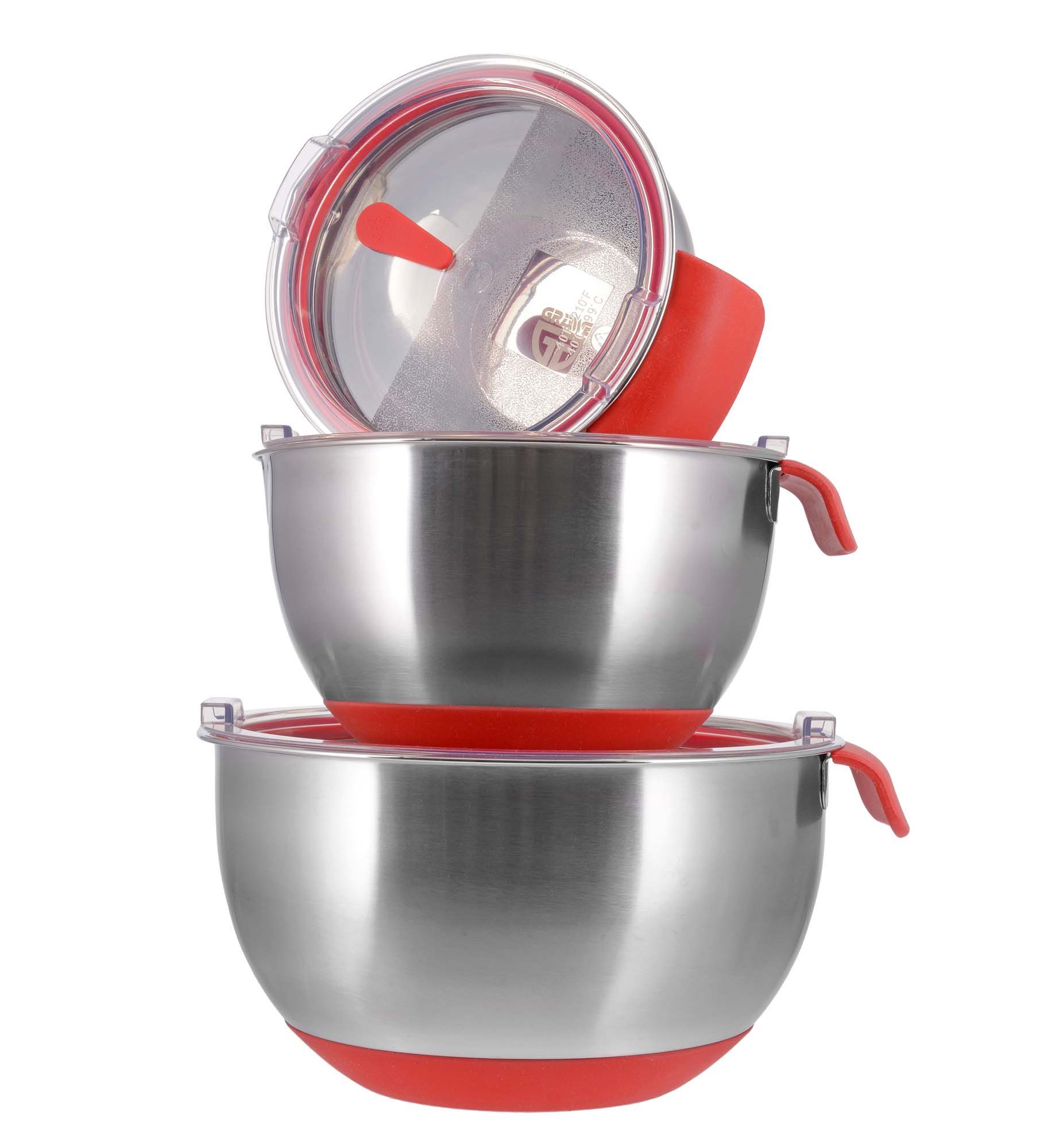 GRÄWE Schale GRÄWE Rührschüssel Set, 3-teilig, Edelstahl, Edelstahl 18/10, Kunststoff, Silikon