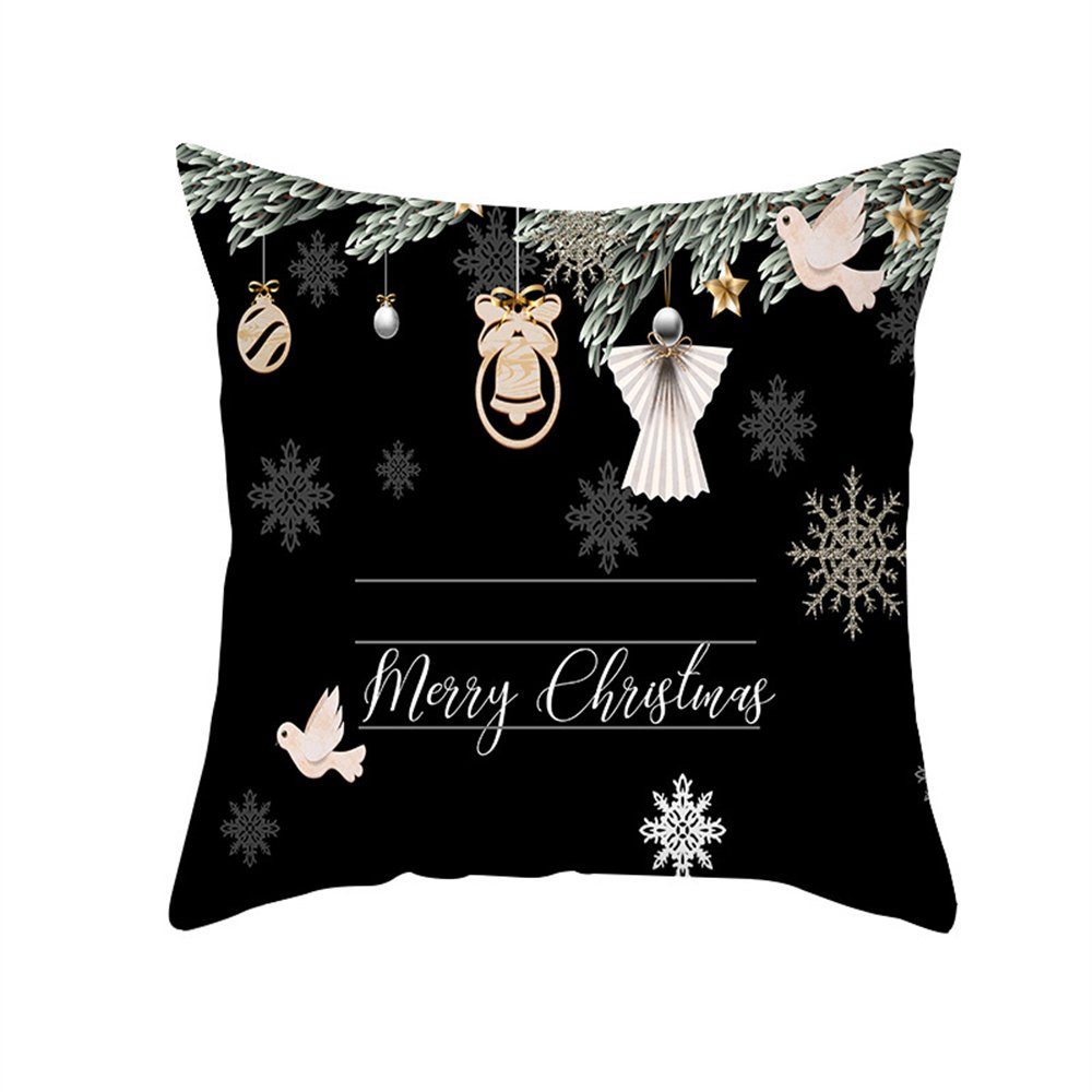 Kissenbezug Weihnachts-Kissenbezug, schwarzer Premium-Sofa-Kissenbezug 45×45cm, Rouemi Schwarz-B
