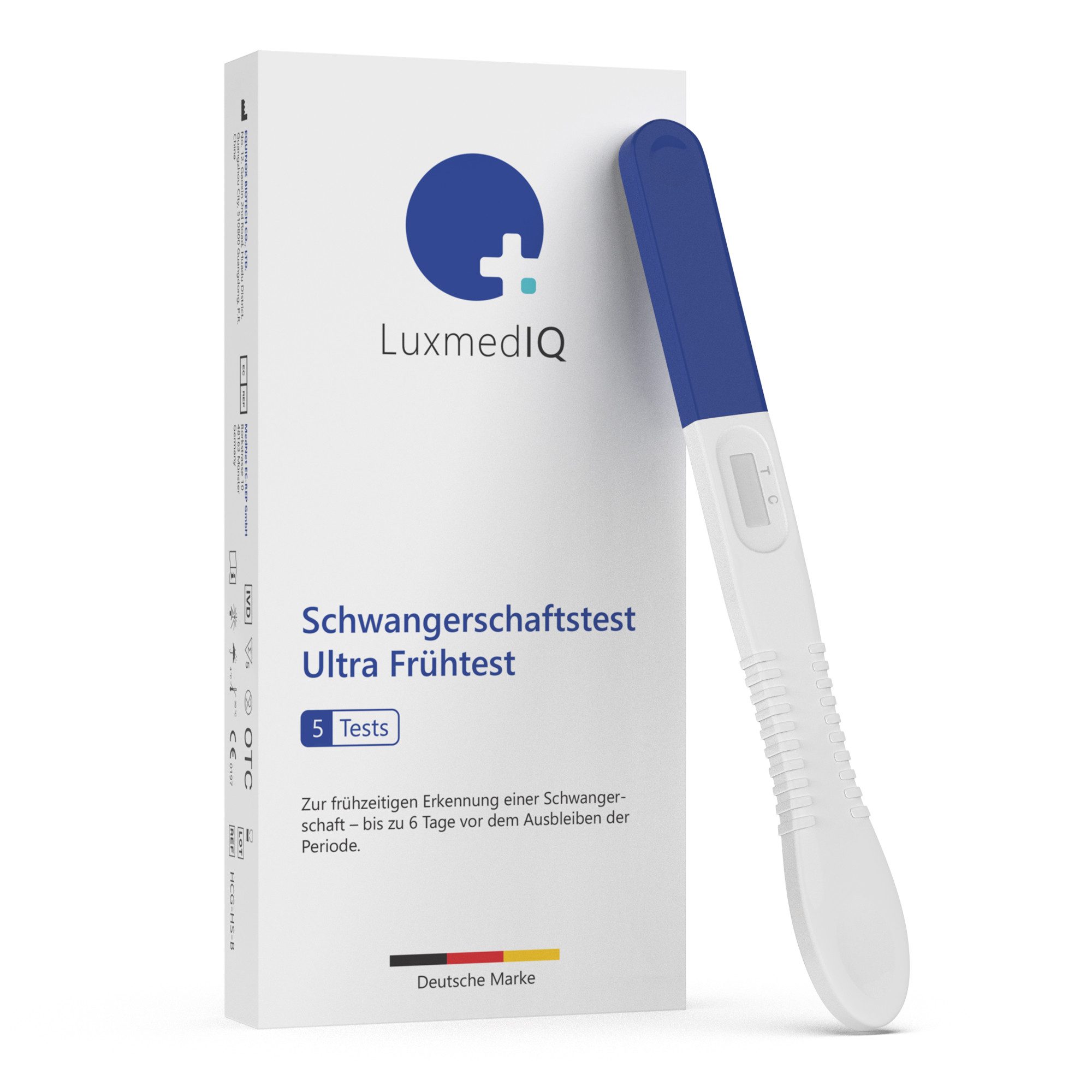 LuxmedIQ Schwangerschaftstest Ultra Frühtest - 6 Tage früher Testen, 5-tlg., 6 Tage früher Testen, über 99% Genauigkeit