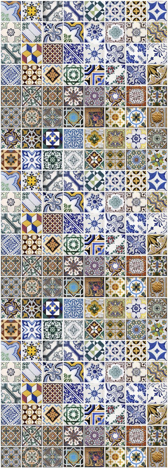 queence Vinyltapete Mosaik Muster Portugal, glatt, Abriebeffekte, Steinoptik, bedruckt, clean, minimalistisch, unifarben, 90x250cm, selbstklebend, kinderleichte Anbringung, Sticker. € 44,29, (€ 19,68 pro 1 qm).
