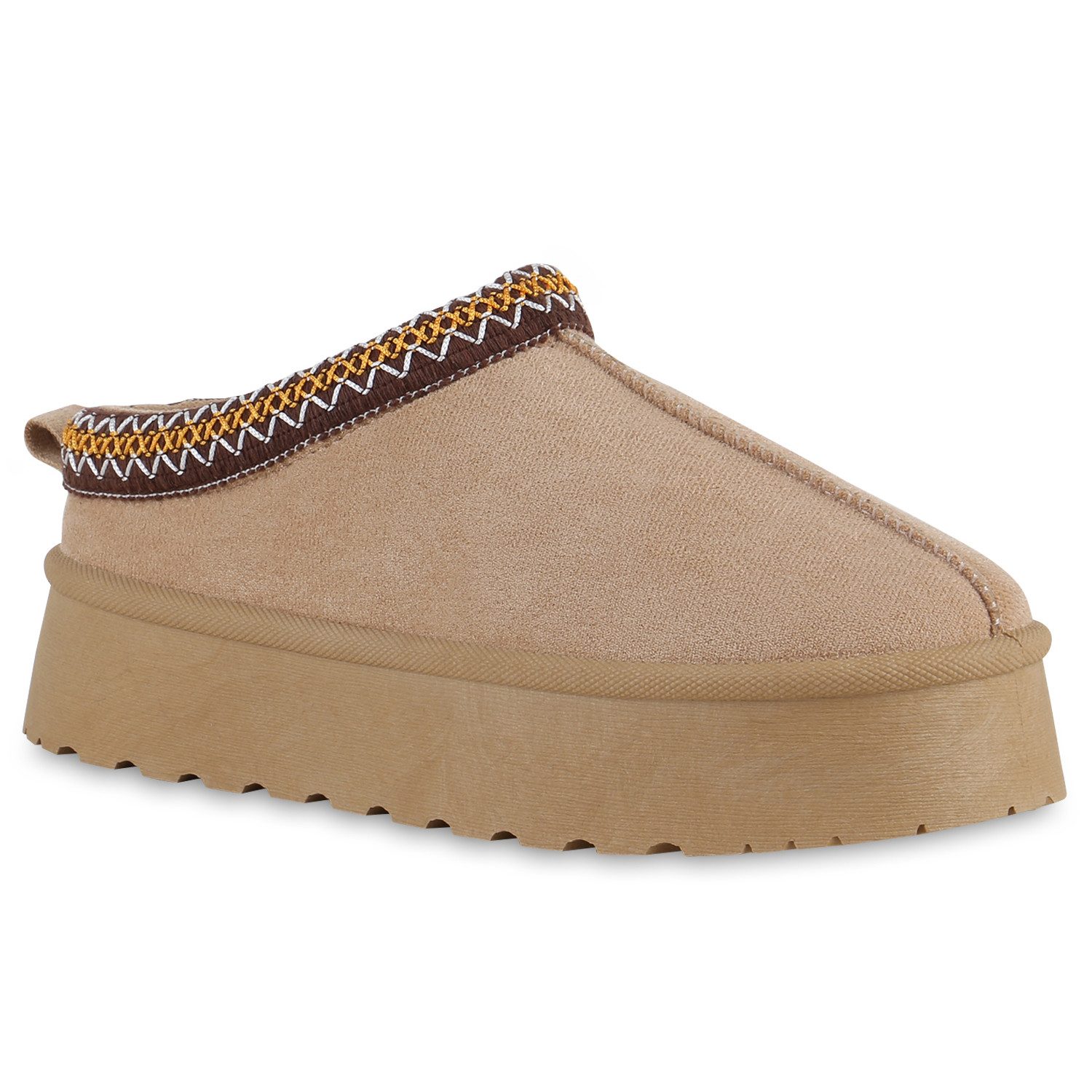 VAN HILL 840875 Hausschuh Damen Hausschuhe Lisa Plateau Pantoffeln warm gefüttert Slip-On