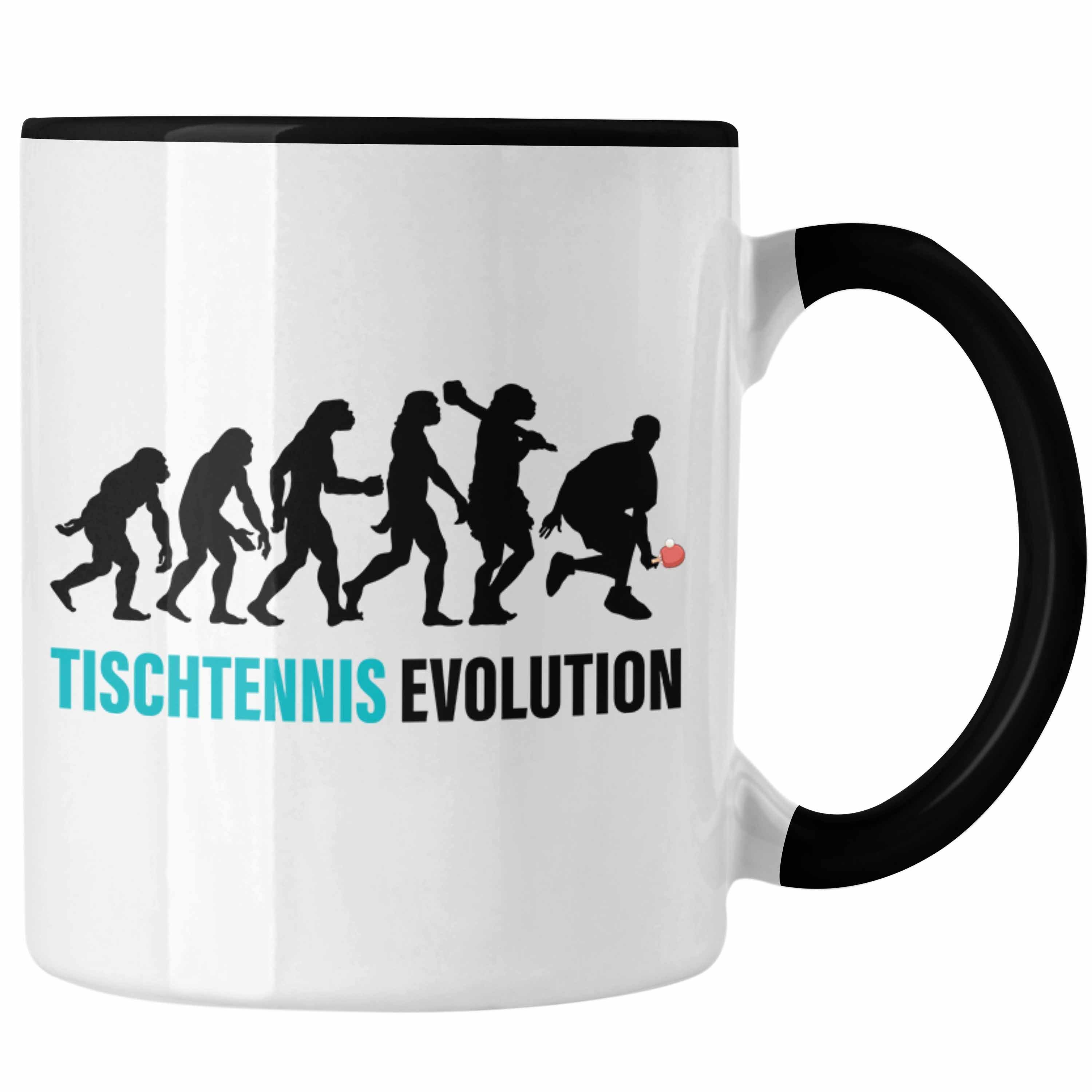 Trendation Tasse Trendation - Geschenk Evolution Männer Schwarz für Tischtennis Tischtennis Tischtennisspieler Geschenkidee Lustig Zubehör Tasse
