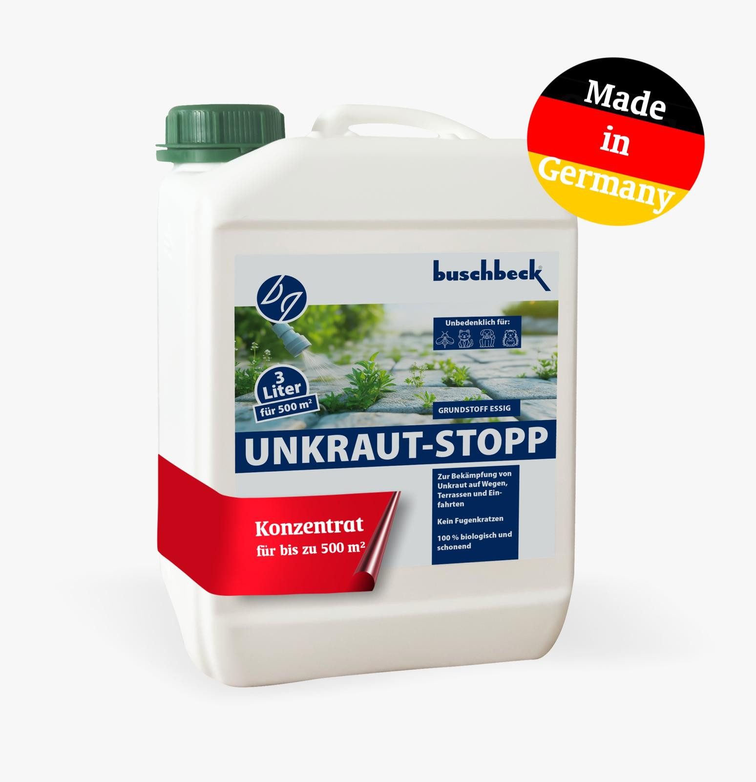 Rohrschneider Unkrautbekämpfungsmittel Buschbeck Unkraut-Stopp – natürlicher Unkrautvernichter bis 500 m²