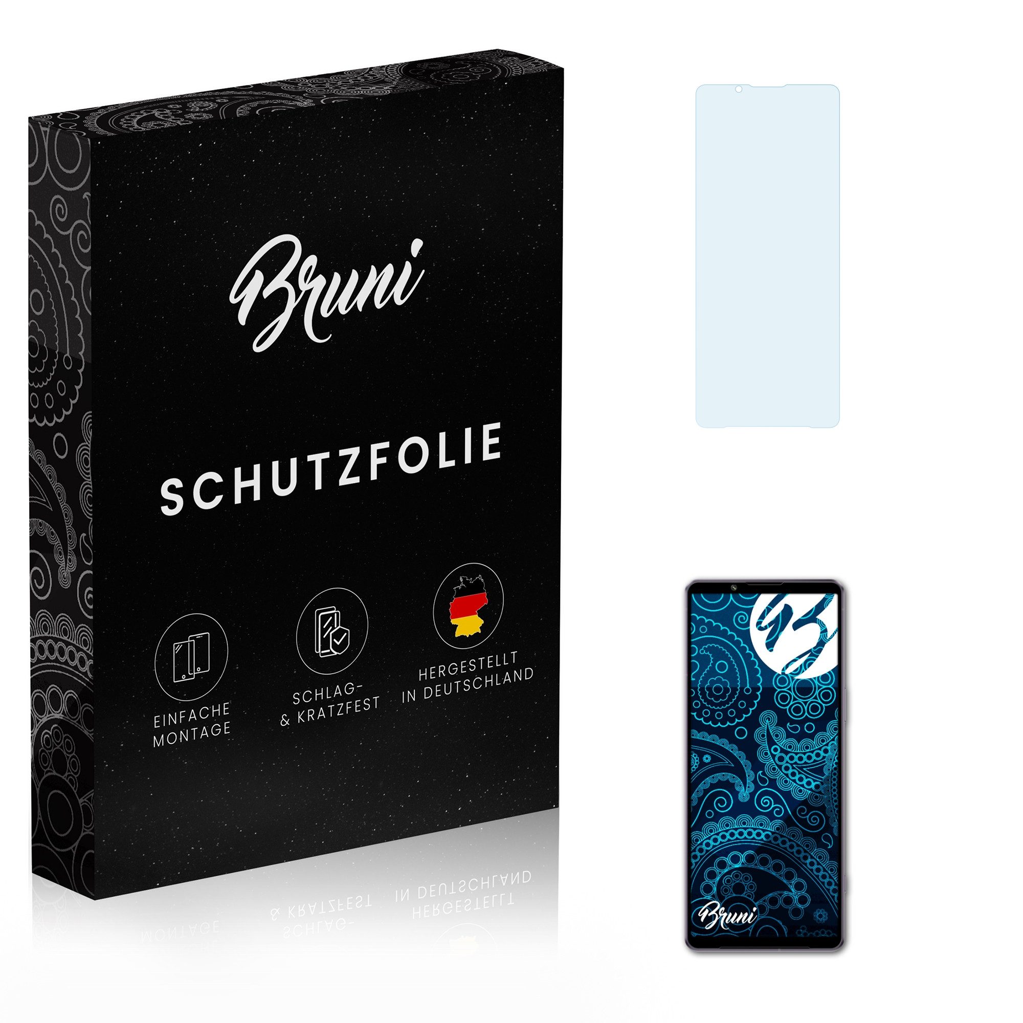 Bruni Schutzfolie Glasklare Displayschutzfolie für Sony Xperia 1 IV, (2 Folien), praktisch unsichtbar