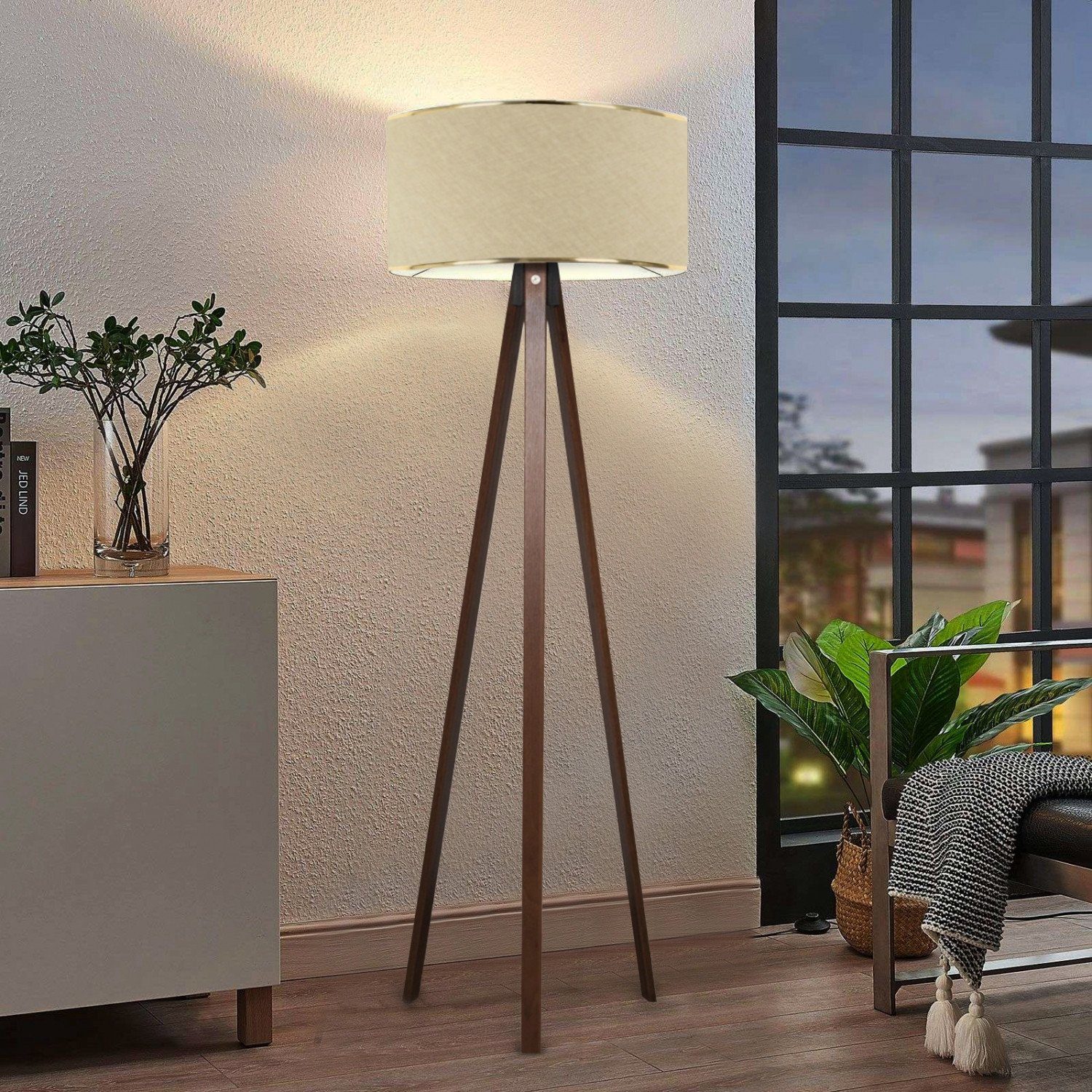 Opviq Stehlampe AYDSGN, Beige, 21 x 38 cm, 100% hölzern