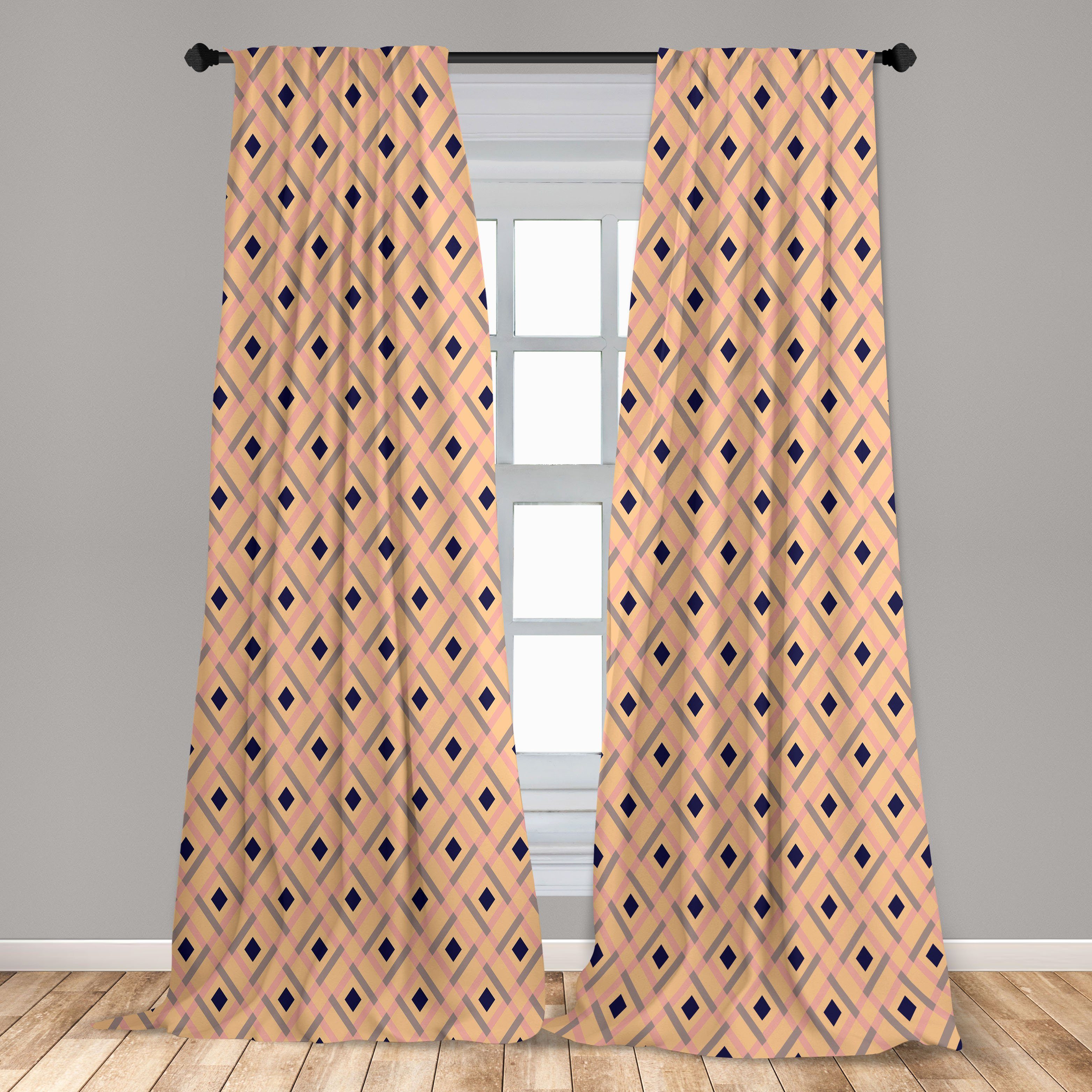 Gardine Vorhang für Microfaser, Dekor, Linien Argyle Pastell Rhombuses Abakuhaus, Wohnzimmer Schlafzimmer