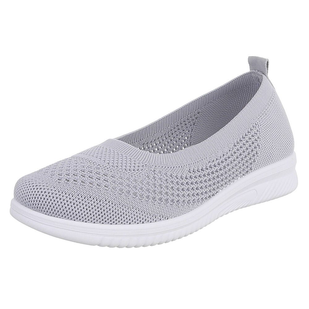 Ital-Design Trendy Damen Freizeit- und Alltagsschuh mit Komfort Slipper (91554356) Keilabsatz/Wedge Mokassins in Grau
