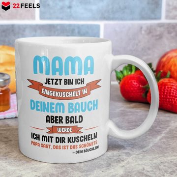 22Feels Tasse Werdende Mama Geschenk Muttertag Schwangerschaft Frauen Du Wirst Papa, Keramik, Made in Germany, Spülmaschinenfest