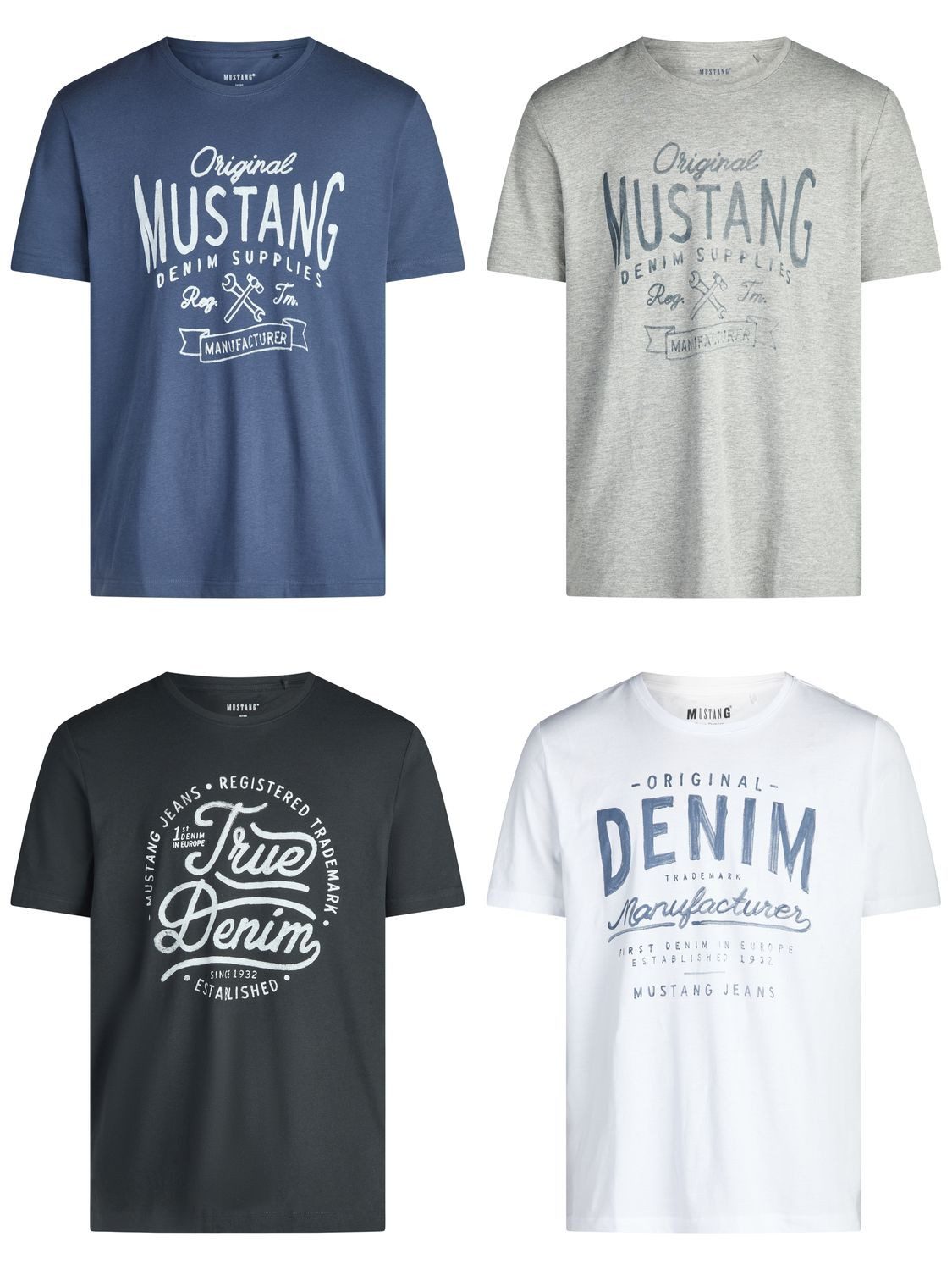 T-Shirt Herren Printshirt 4er Pack Set Regular Fit