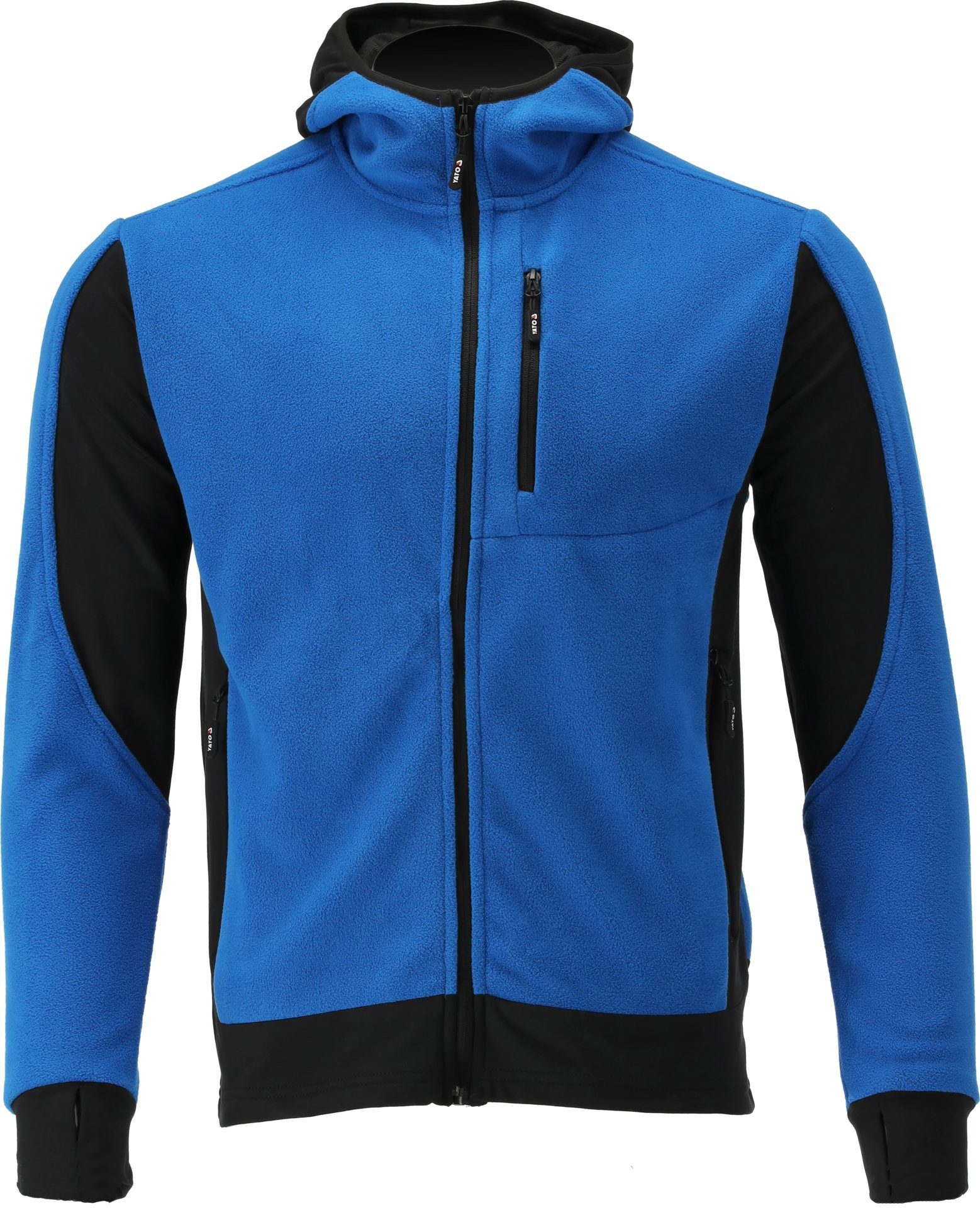 Kapuzenpullover Fleece Kapuzenpulli, Hoodie mit Reißverschluss Gr. XL blau-schwarz