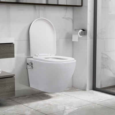 vidaXL Tiefspül-WC »Wand-WC ohne Spülrand mit Bidet-Funktion Keramik Weiß«