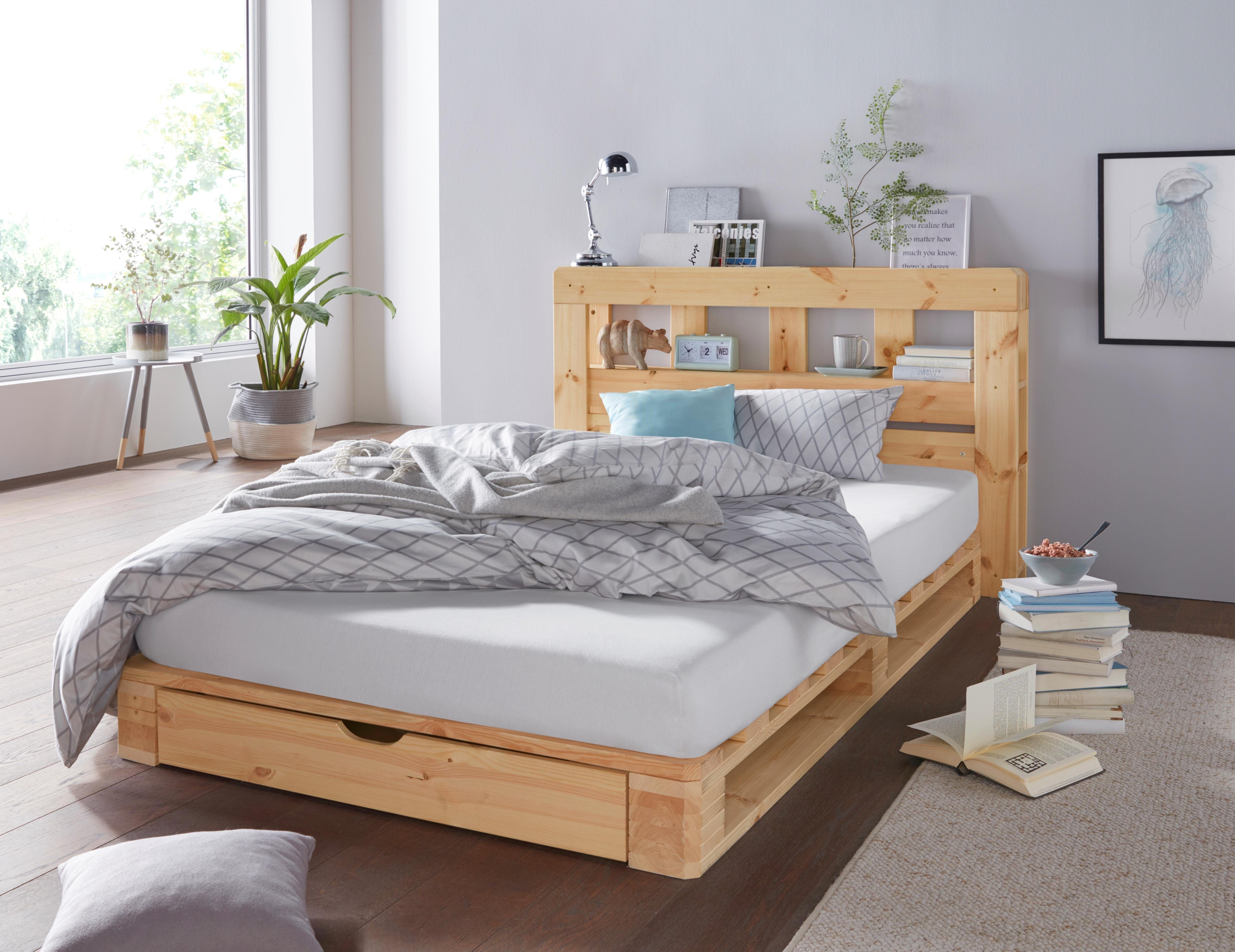 Home affaire Palettenbett "ALASCO " BESTSELLER! Mit Schublade, zertifiziertes Massivholz, erweiterbar zum Doppel- oder Familienbett