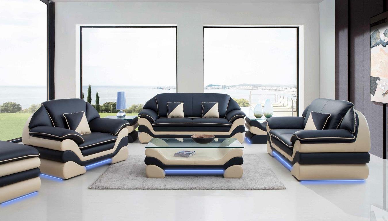 Sitzer JVmoebel Garnitur, Sofa in Design Schwarz-beige 3+2 Europe Wohnlandschaft Made Sofa