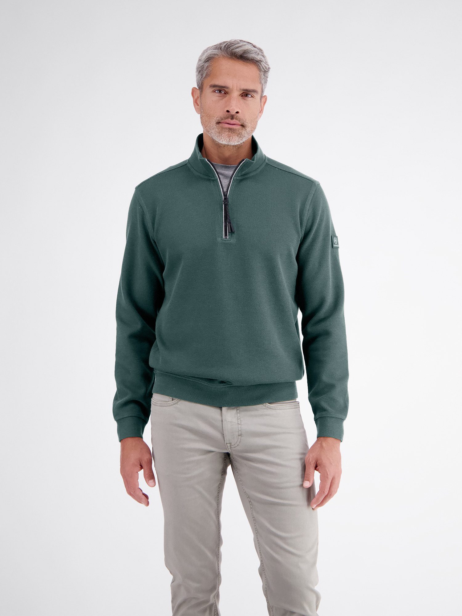LERROS Sweatshirt Hochwertiger Troyer aus Mischgewebe mit feiner Rippstruktur