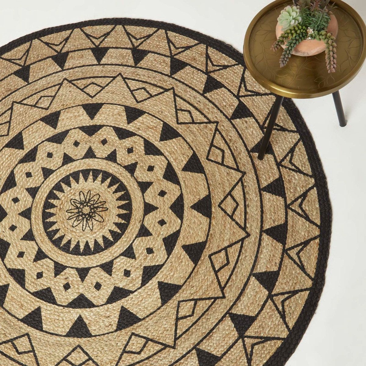 Homescapes Teppich Runder Teppich Mandala 200 cm – Jute-Teppich geflochten, günstig online kaufen