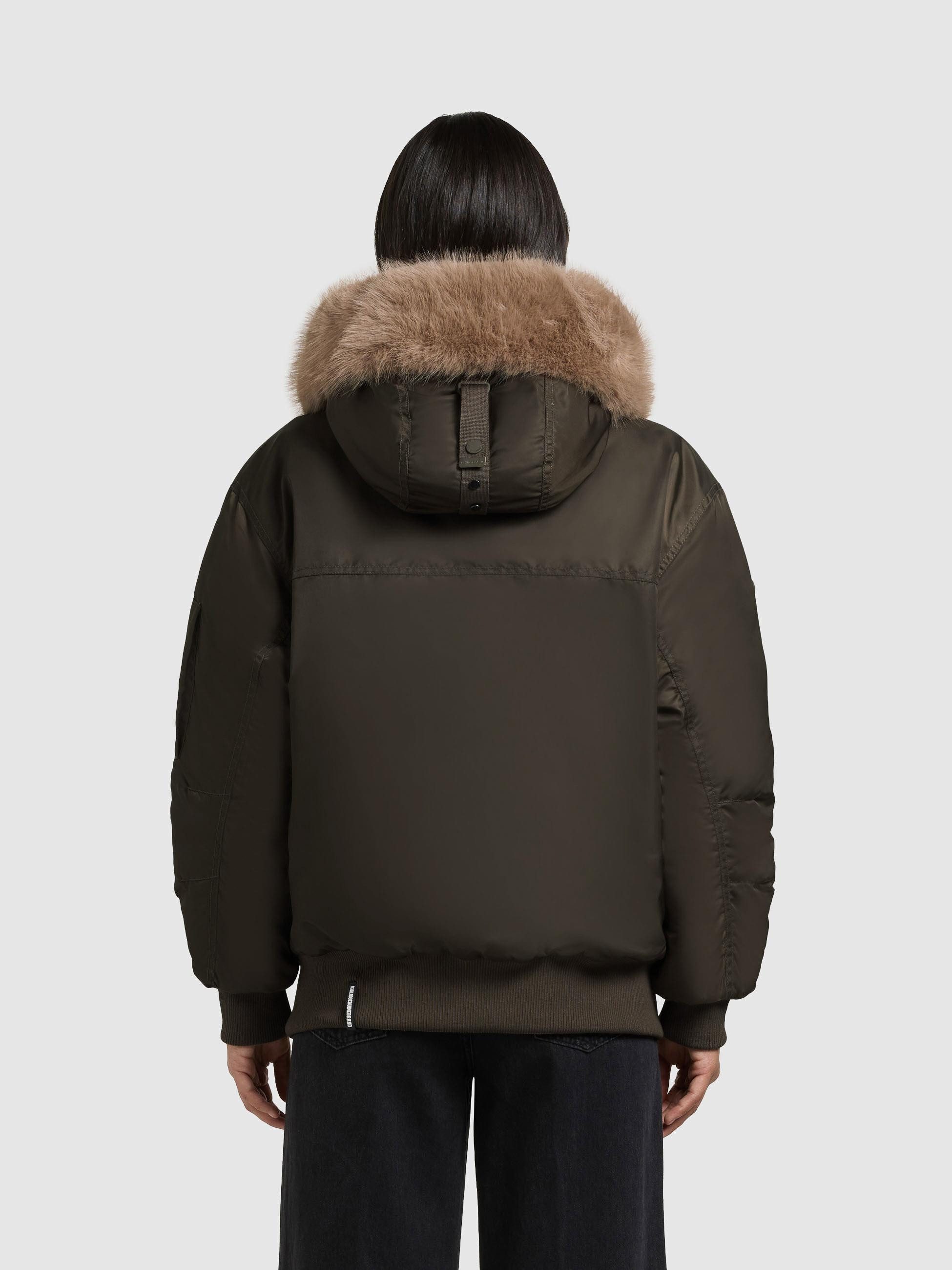 khujo Bomberjacke Cela Oversize Winterjacke mit abnehmbarem Kunstpelz-Besatz