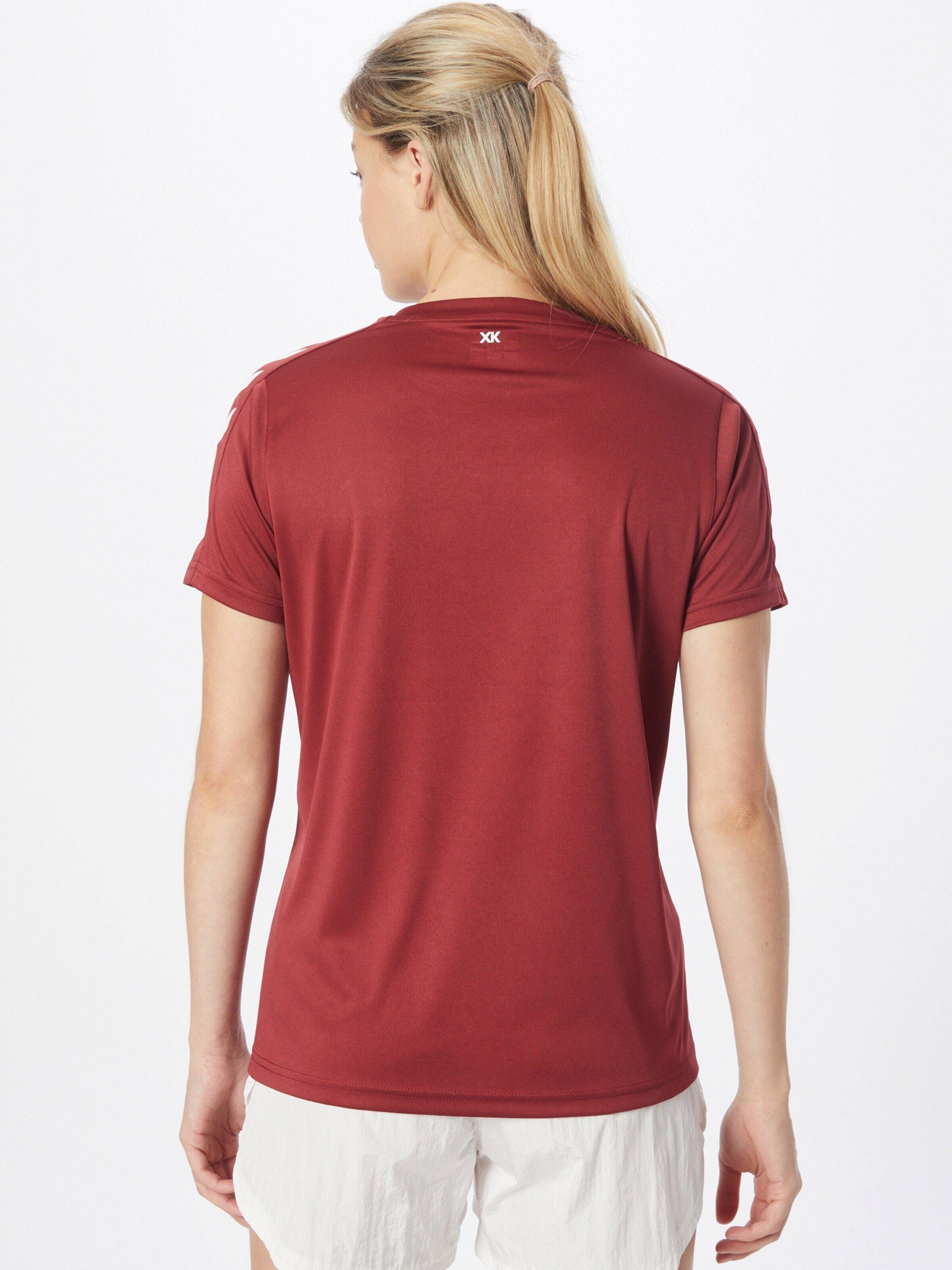 Weiteres rot T-Shirt Detail, hummel Seitenstreifen Plain/ohne (1-tlg) Details,