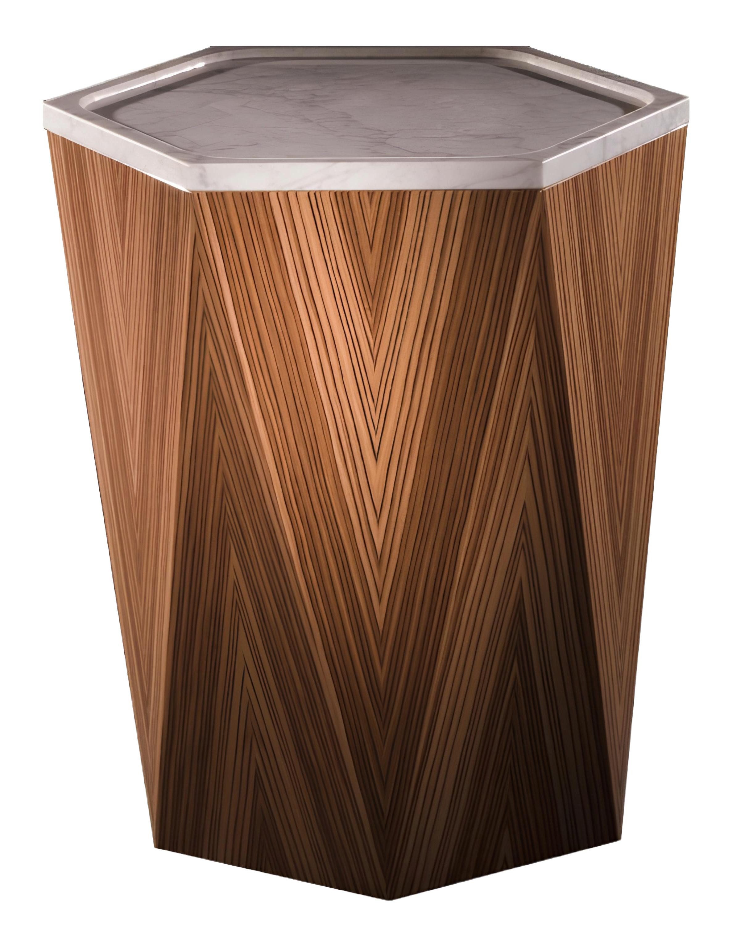 Xlmoebel Beistelltisch Luxuriöser Wohnzimmertisch aus Holz und Marmor (1-St., Beistelltisch), Hergestellt in Italy
