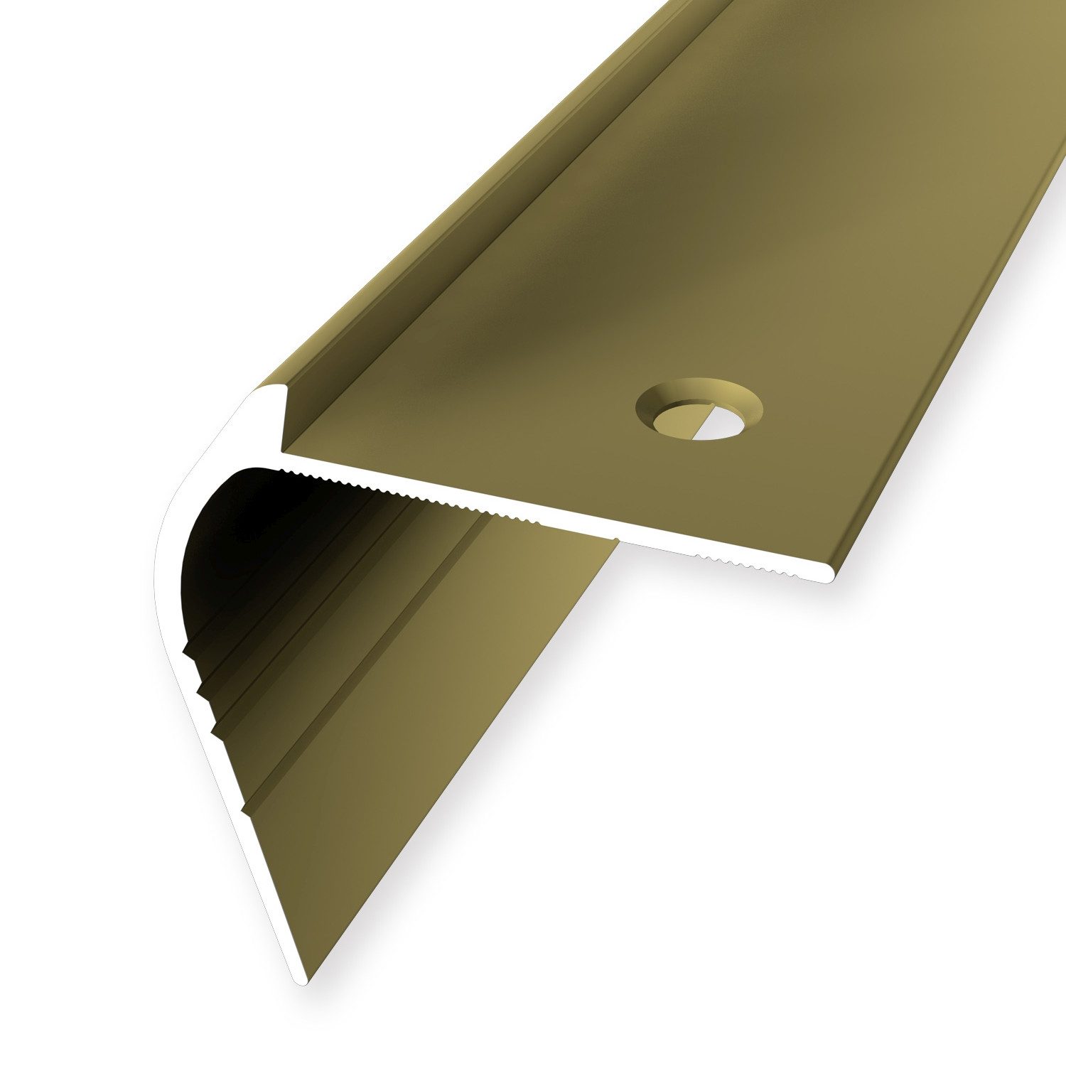 Küberit Treppenkantenprofil 50 x 48 x 2500 mm Winkelprofil Gold Gebohrt Aluminium
