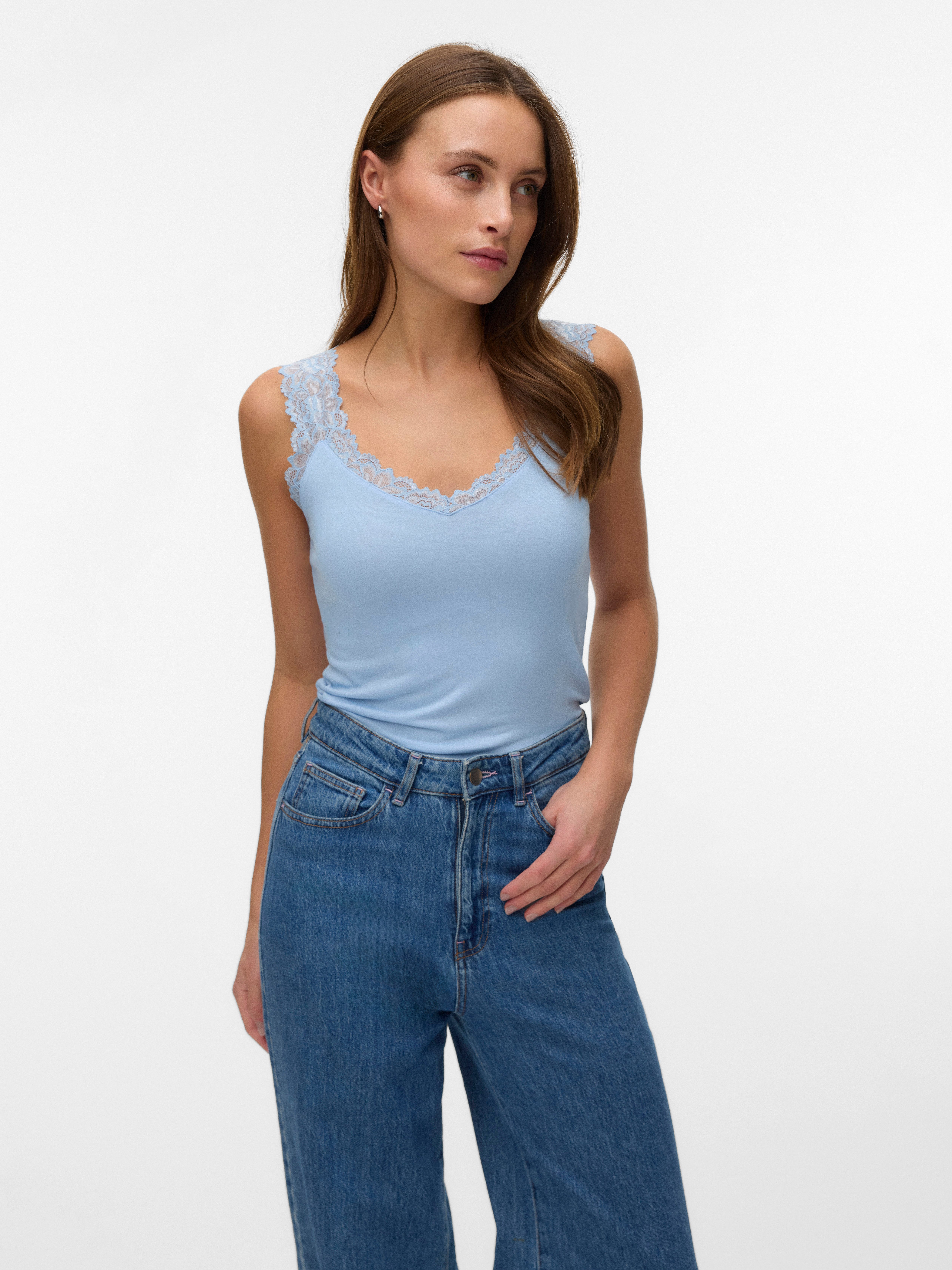 Vero Moda Spitzentop VMROSA SL TOP JRS NOOS Viskosemischung