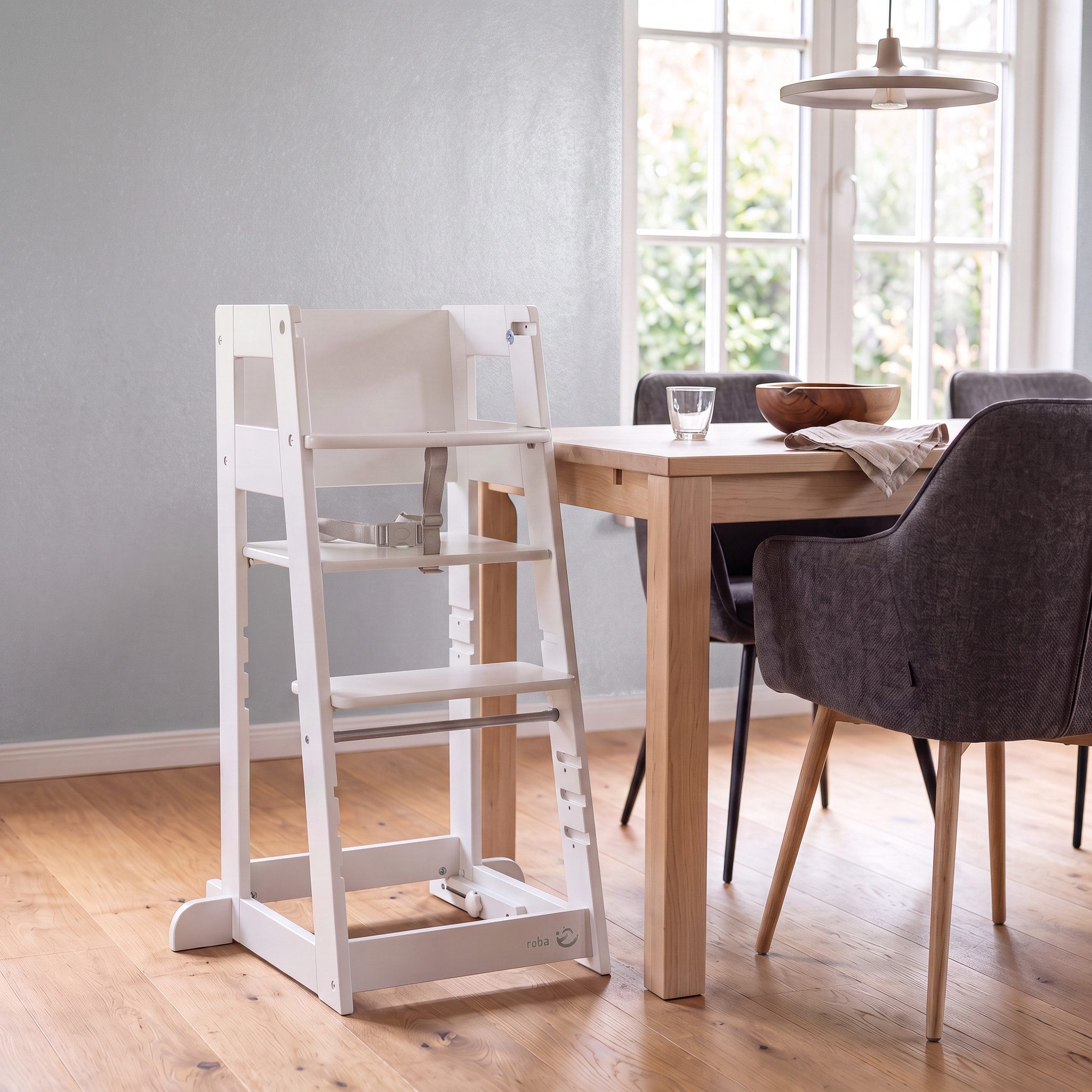 roba® Hochstuhl & Lernturm "2 in 1 Sit & Step" - Aus Holz - Montessori, mit Kippschutz - – Bild 4 von 5