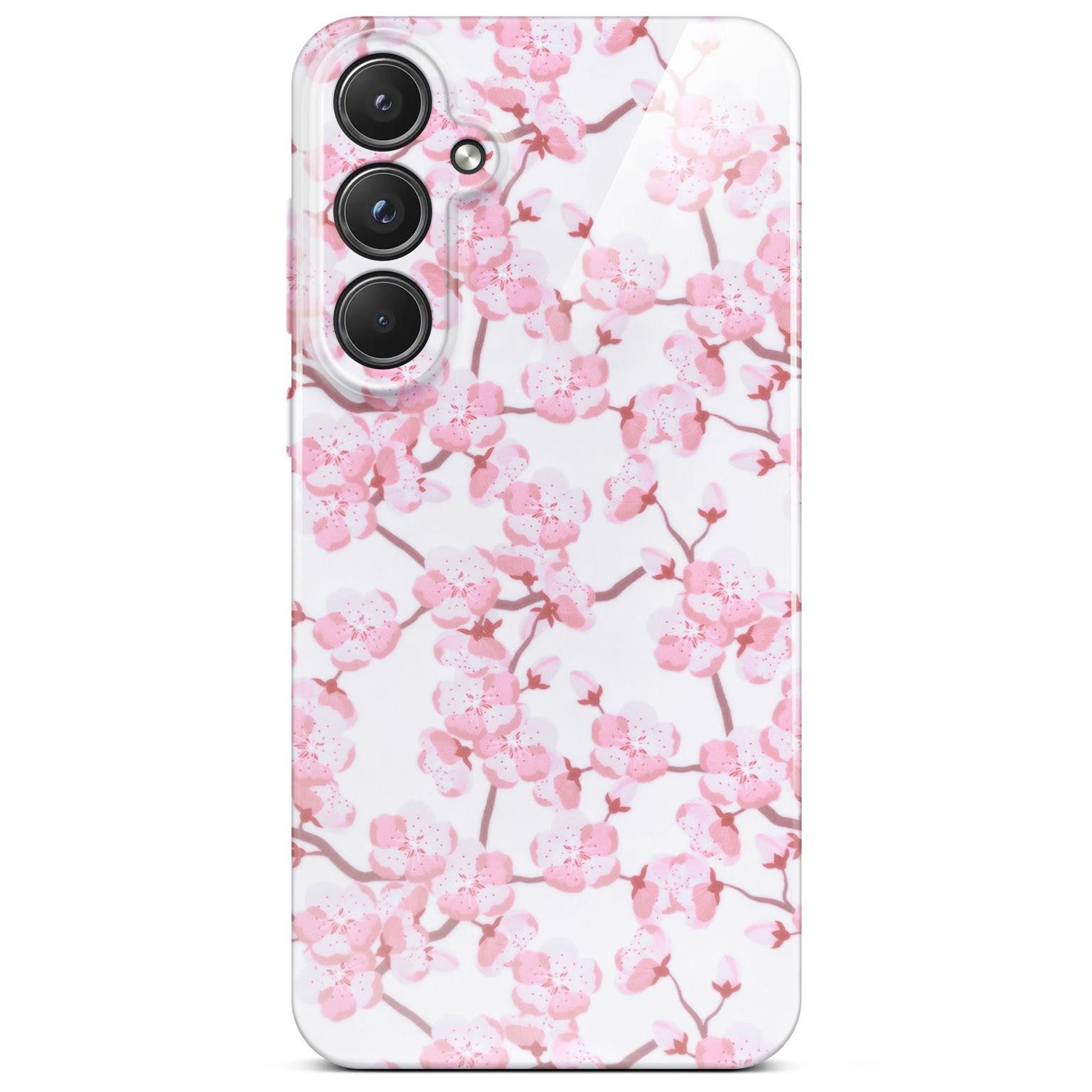 ONEFLOW Handyhülle für Samsung Galaxy A55 5G Hülle dünn Flower Cover Kirschblüten 6,5 Zoll, Blumen Muster Handy Schutzhülle in Floral Design Case mit Kameraschutz