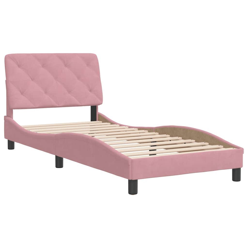 vidaXL Bett Bettgestell ohne Matratze Rosa 90x200 cm Samt