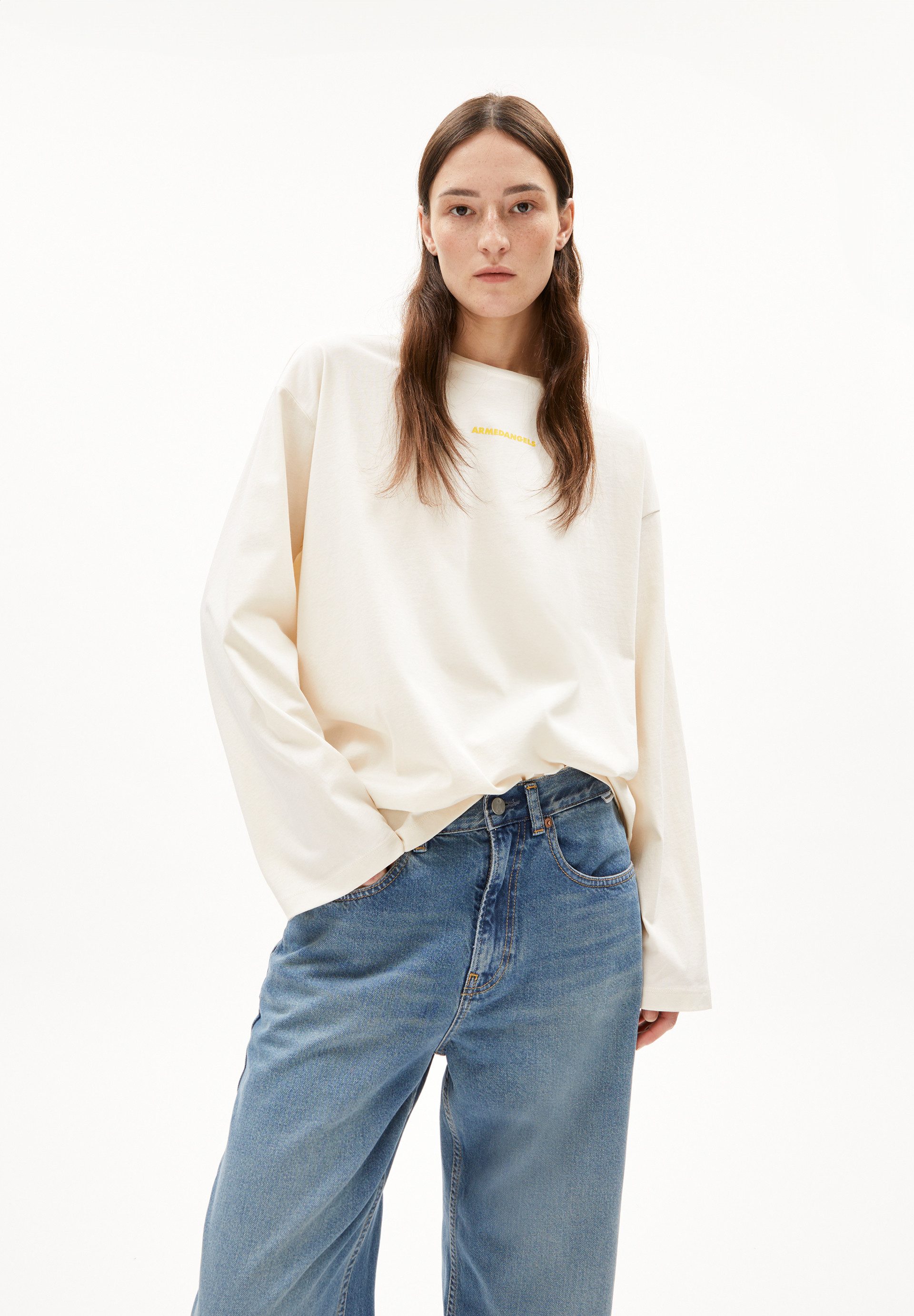 Armedangels Longsleeve FIETAA DIFFERENCE Longsleeve aus Bio-Baumwolle Oversized Fit