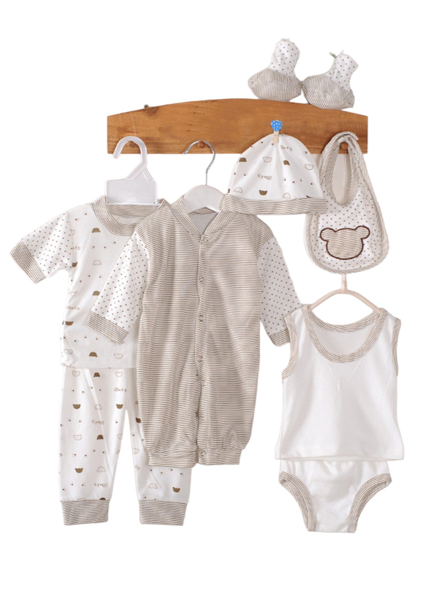 Neugeborenen-Geschenkset 0–3 Monate Unisex Baby Neugeborenen Casual Basics-Set, 8-tlg Outfit