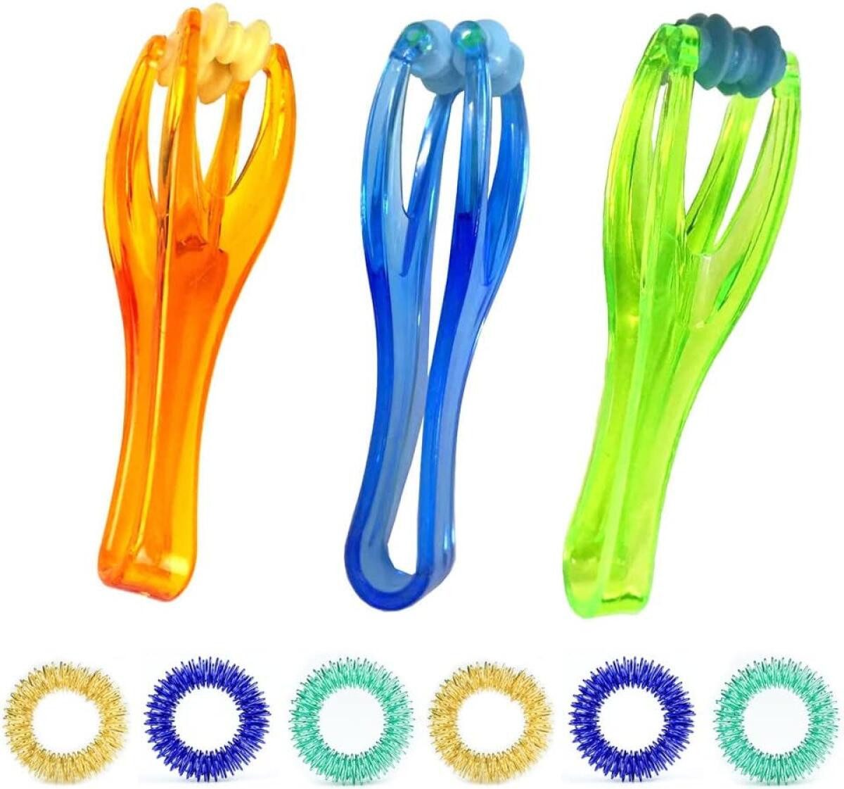FELIXLEO Massageroller 6er Set Finger Massage Ringe 3 Handmassageroller Stress Durchblutung, 1-tlg.