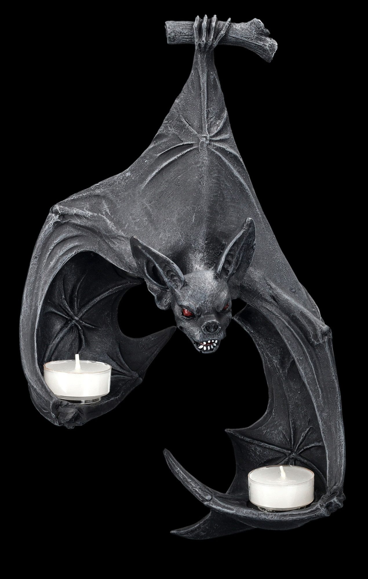 Figuren Shop GmbH Wanddekoobjekt Fledermaus Statue – Gothic Fantasy Dekoration Figur mit Licht 31 cm