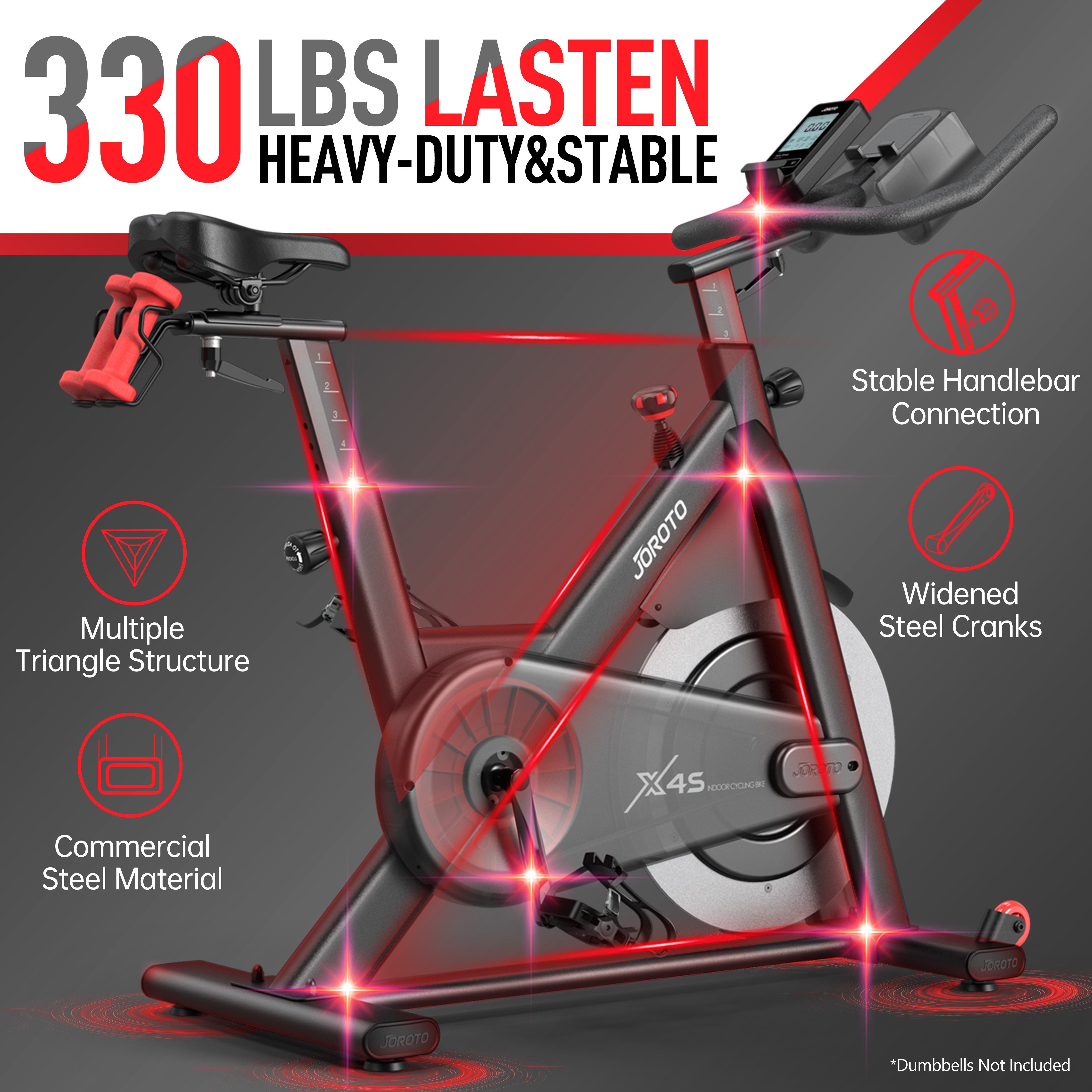 JOROTO Speedbike X4S Bluetooth Heimtrainer Fahrrad, Indoor Cycling Bike mit Lesbarem Magnetwiderstand -160KG Belastbar