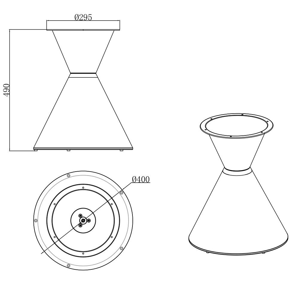 Prima-Online Tischbein Metall Tischgestell DIY Sanduhrform Tischbasis aus Stahl Ohne Platte