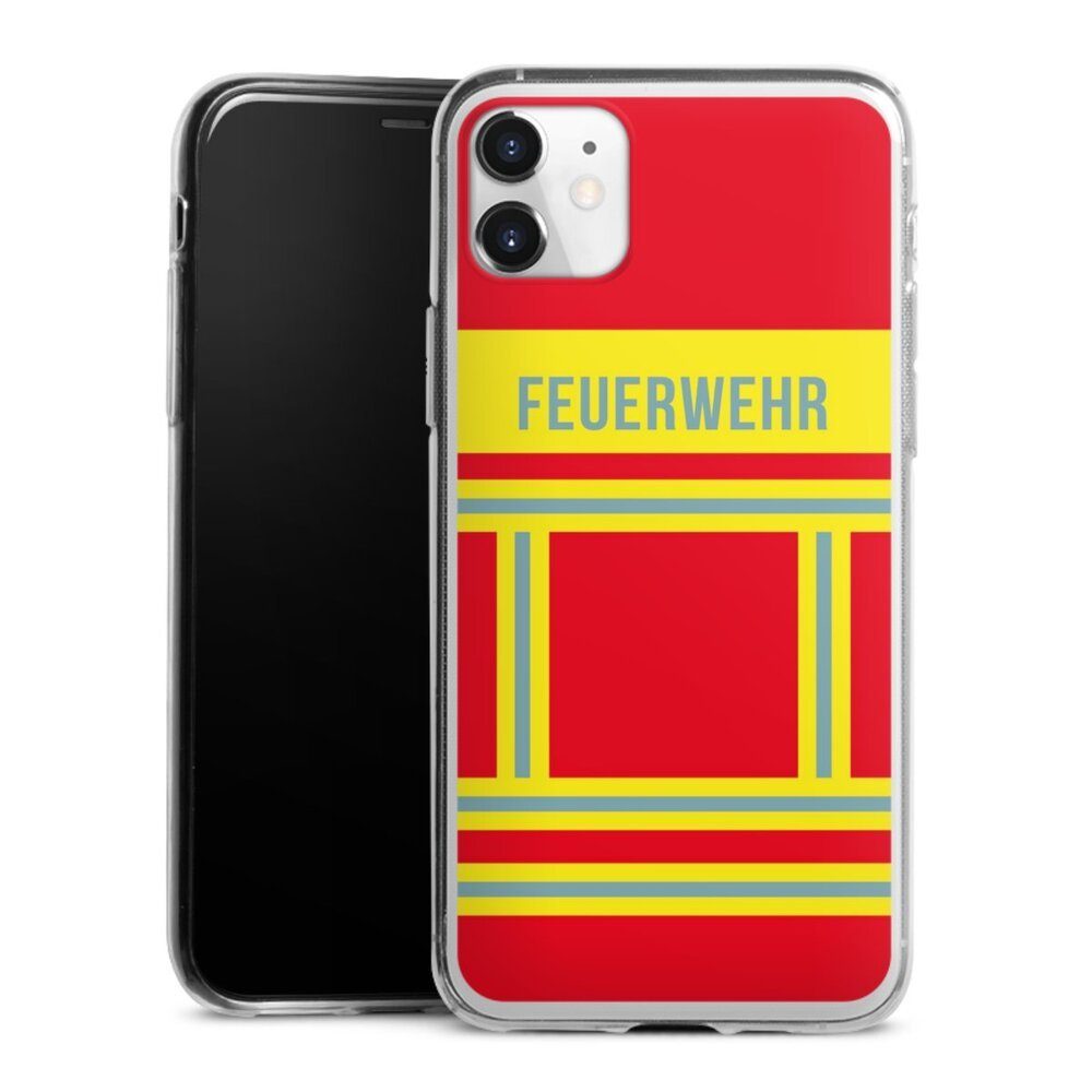 DeinDesign Handyhülle Feuerwehr Feuerwehrmann Lebensretter Red Feuerwehr Jacket, Apple iPhone 11 Slim Case Silikon Hülle Ultra Dünn Schutzhülle