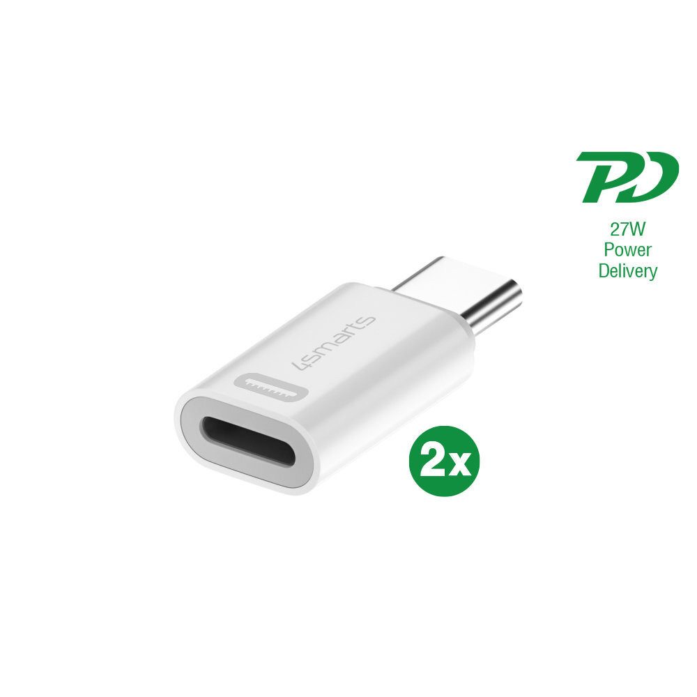 4smarts 4smarts Adapter Lightning auf USB-C PD 27W 2er Set Induktions-Ladegerät
