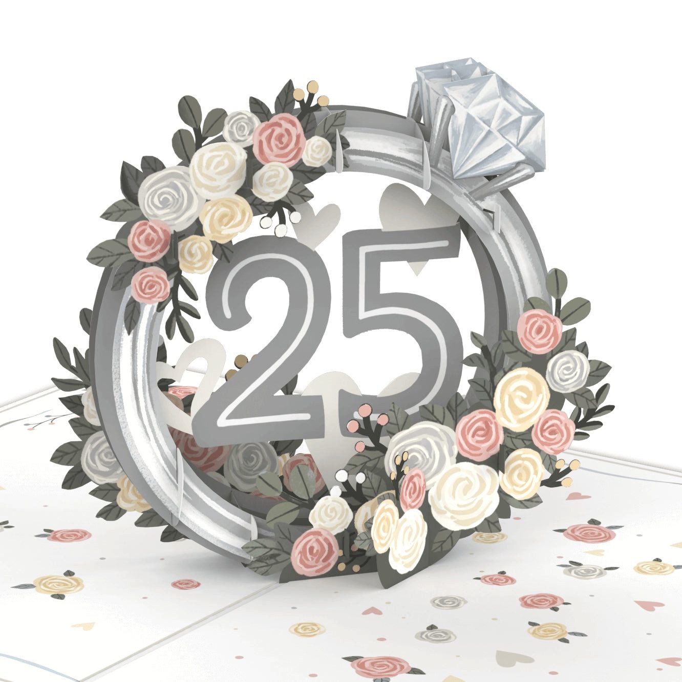 papercrush Glückwunschkarte Silberhochzeit Pop-Up Karte, 25 Jahre Hochzeitsjubiläum, Handgemacht